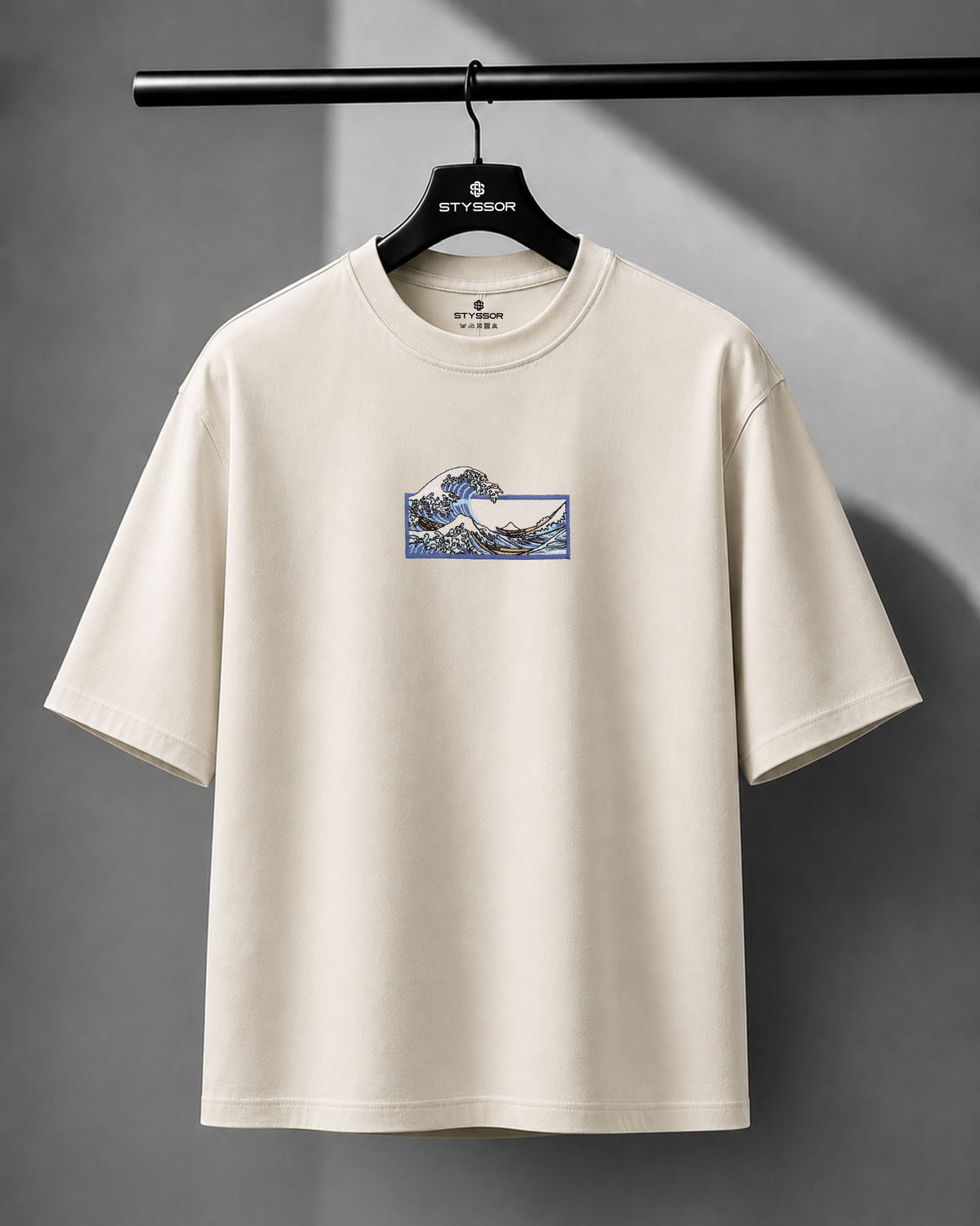 Wave off kanagawa Embroidery Off-White Oversized T-Shirt