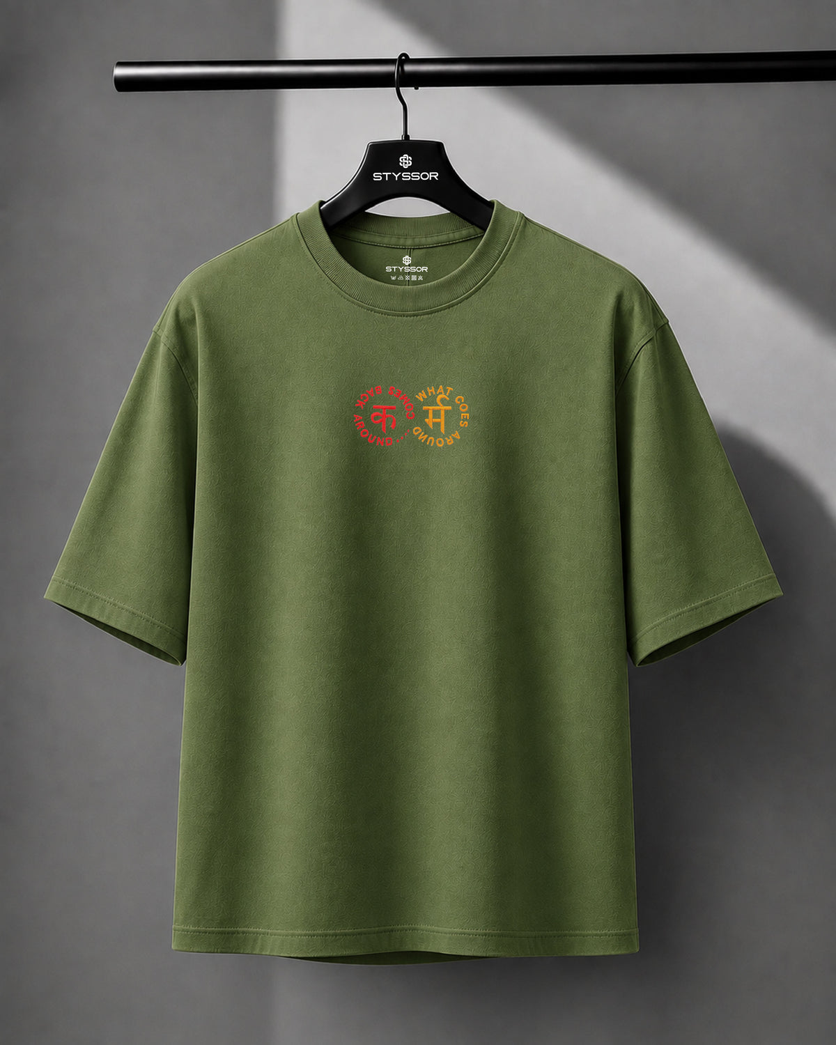 Karma Chakra Embroidery Oversized T-Shirt