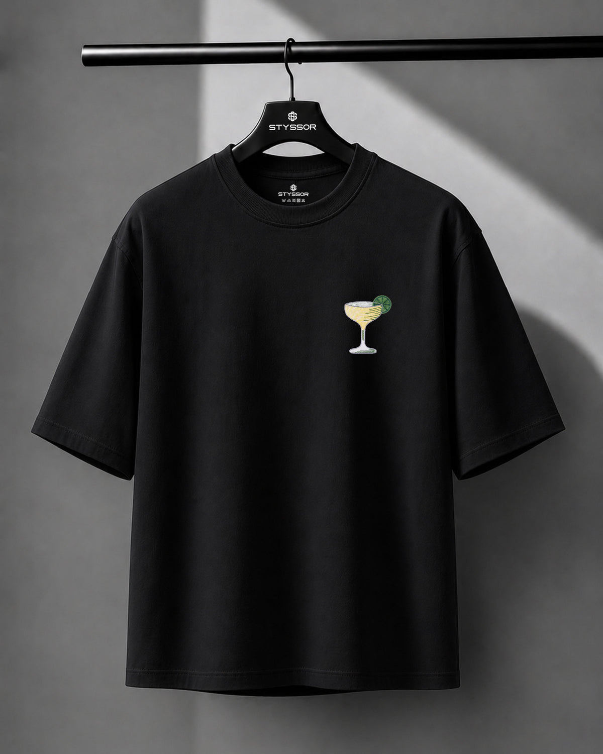 Margarita Embroidery Black Oversized T-Shirt