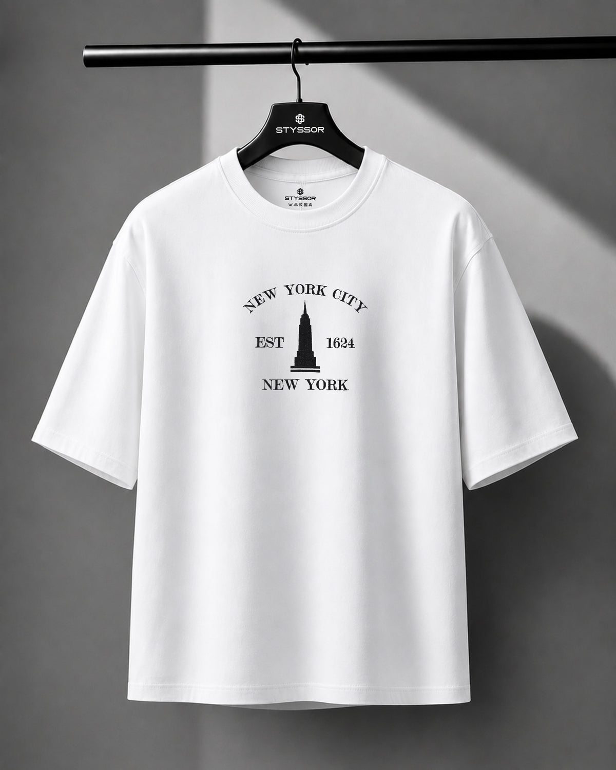NewYork City Embroidery White Oversized T-Shirt