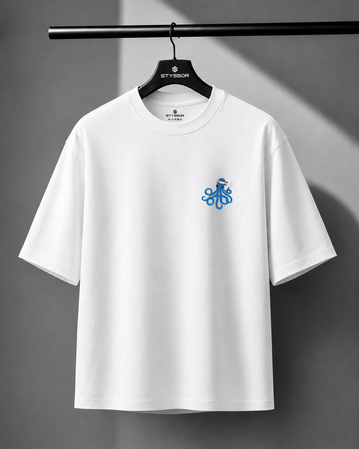 Octopus Wildlife Embroidery Oversized T-Shirt