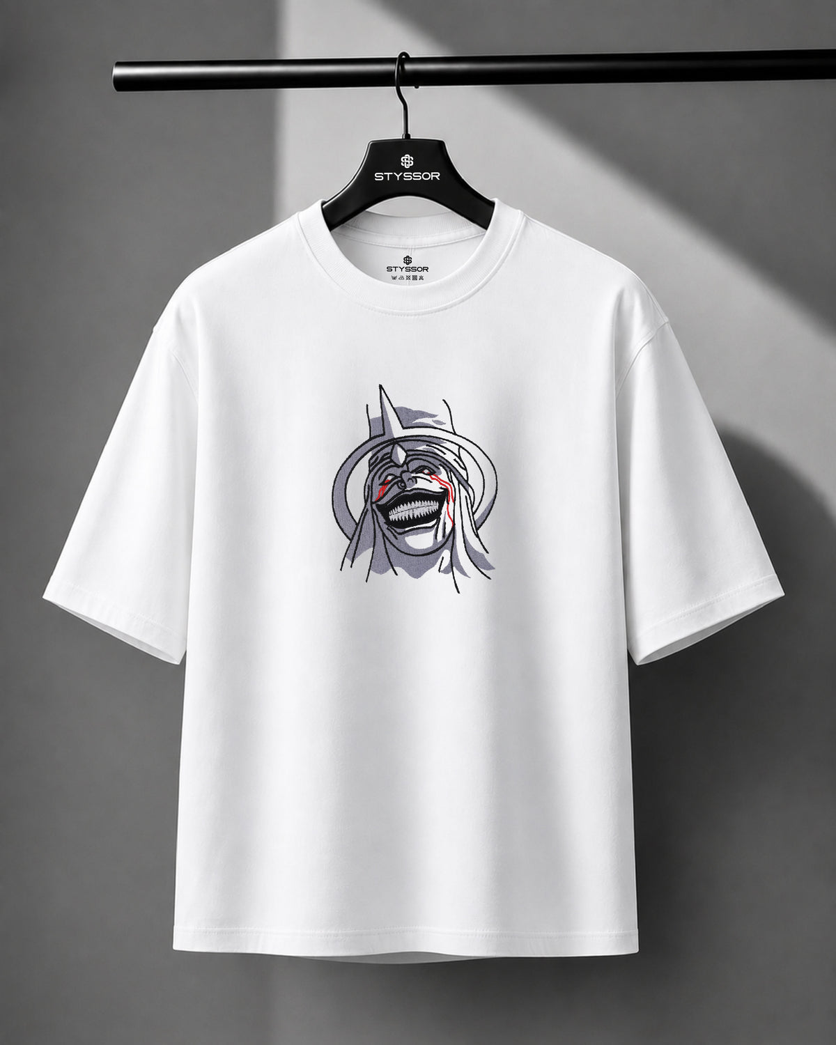 Statue of God Embroidery White Oversized T-Shirt