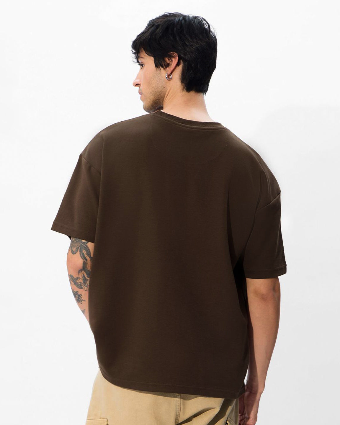 Brown Oversized Round Neck T-shirt