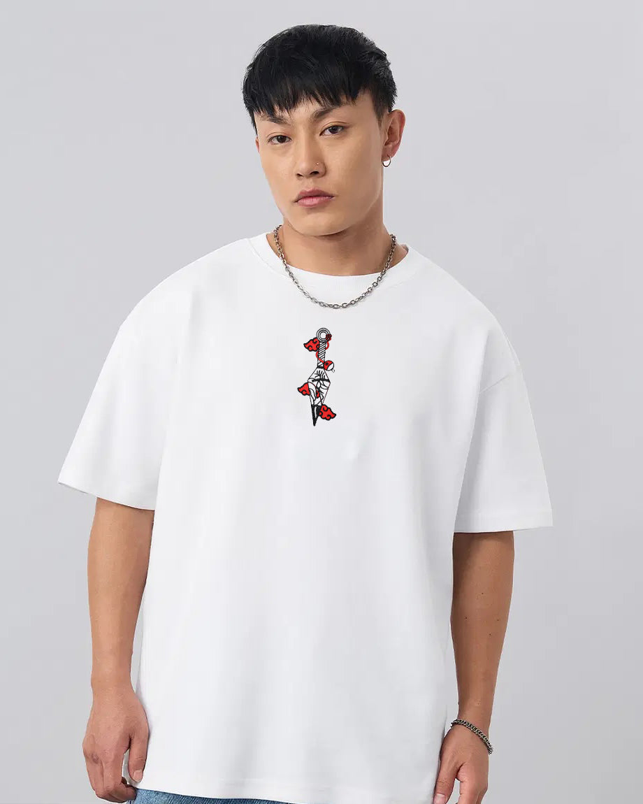 Akatsuki Kunai Embroidery Anime Oversized T-Shirt