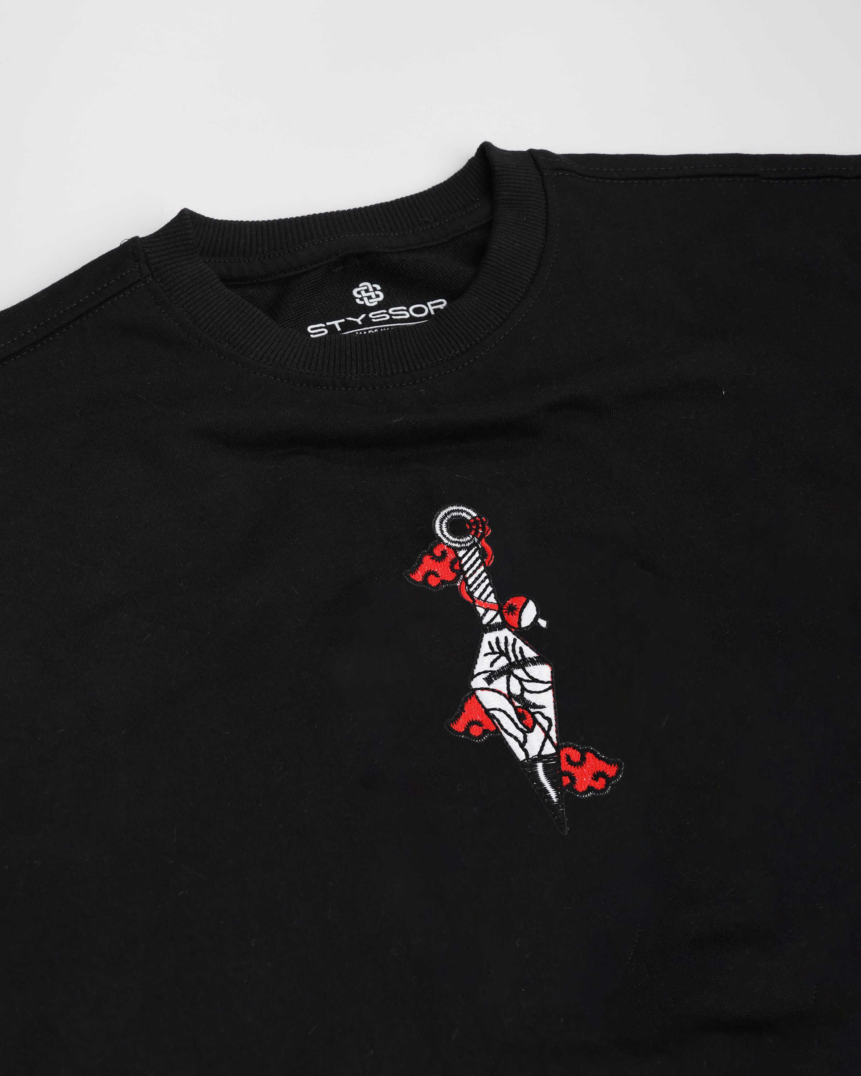Akatsuki Kunai Embroidery Anime Oversized T-Shirt