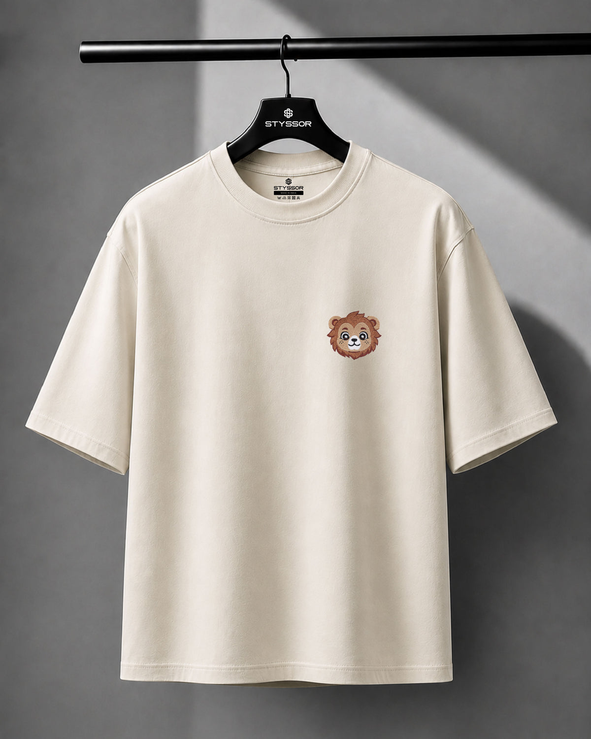 Baby Lion Wildlife Embroidery Oversized T-Shirt