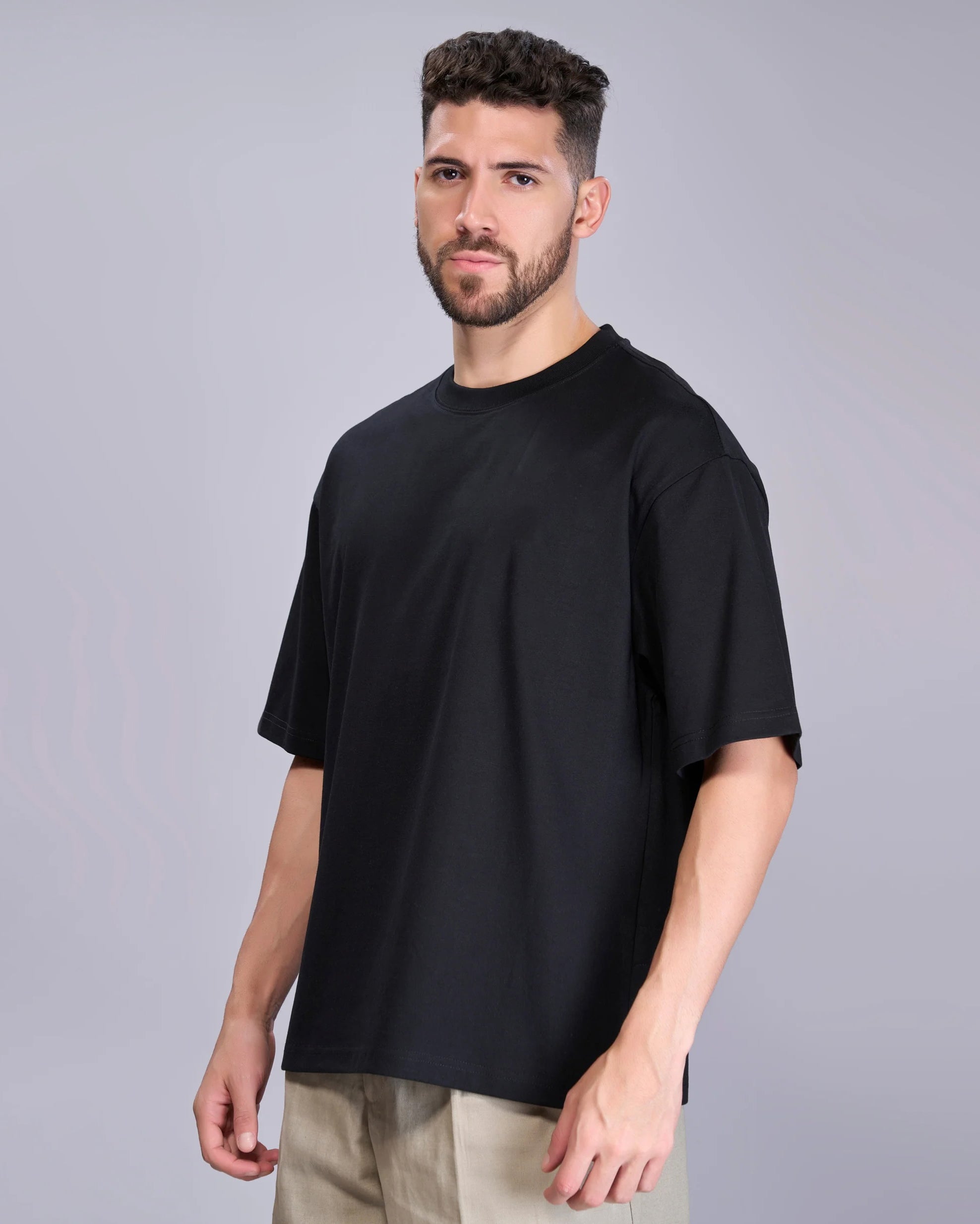Black Oversized Round Neck T-shirt