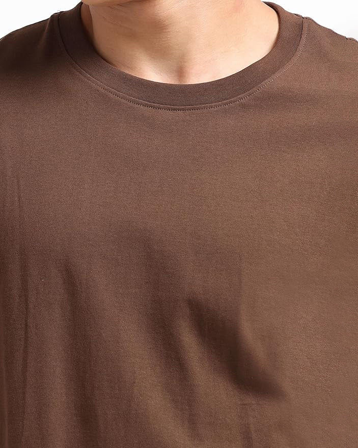 Brown Oversized Round Neck T-shirt