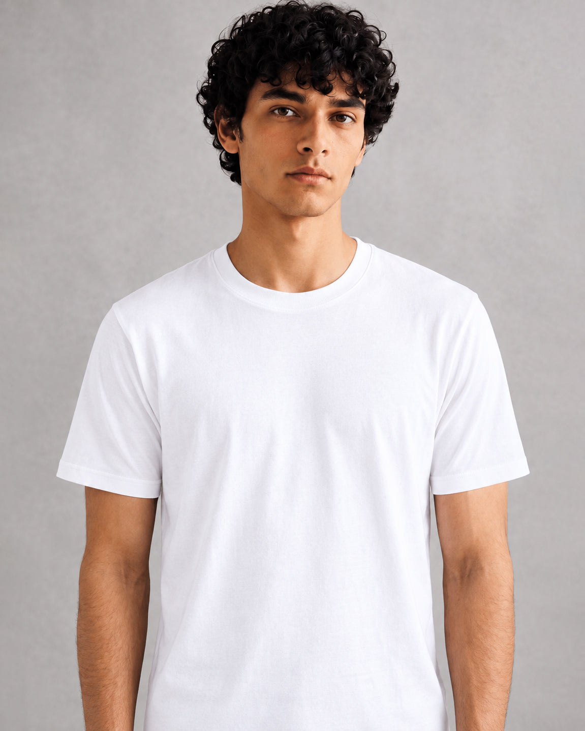 White Cotton Plain T-Shirt