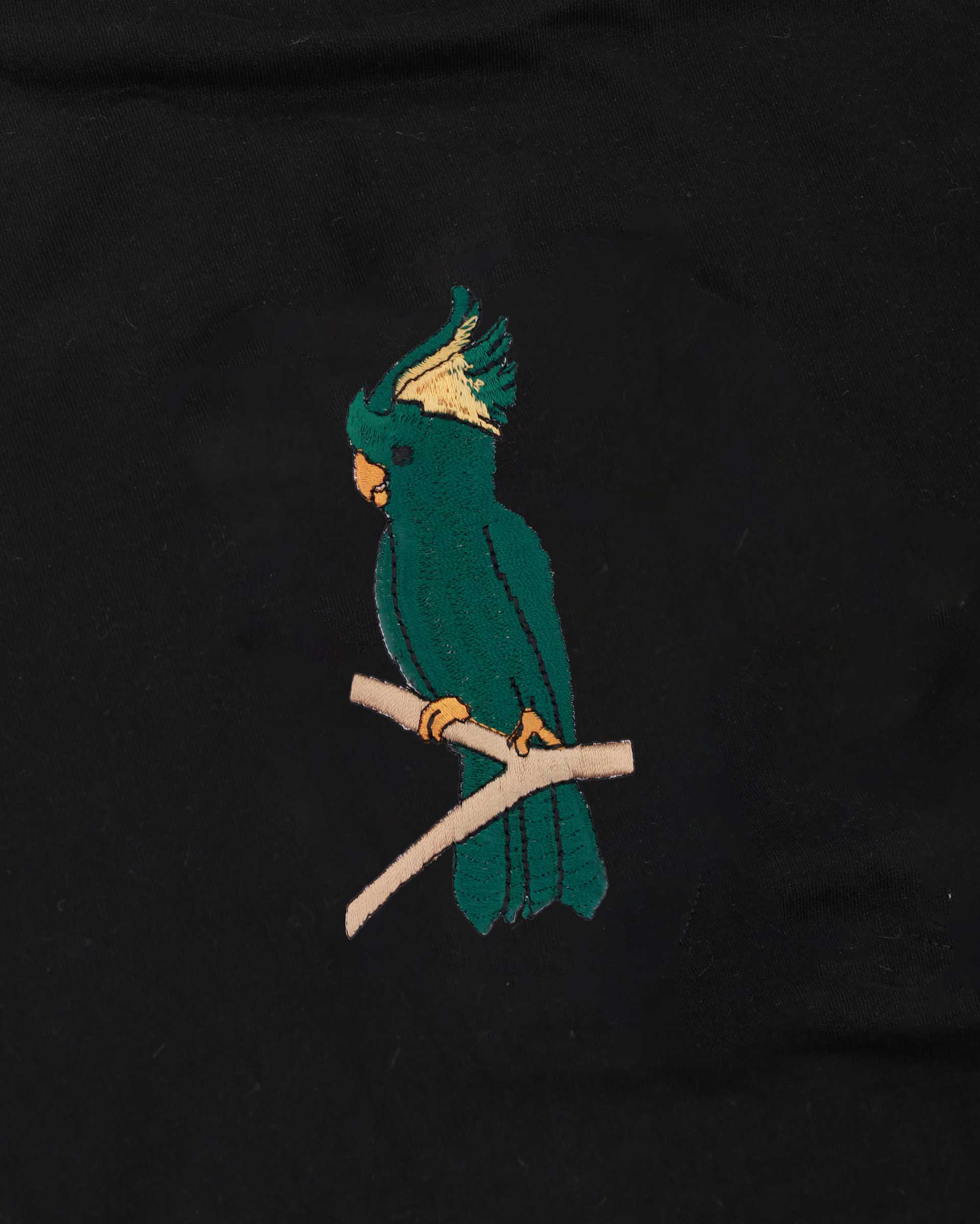 Cockatoo Wildlife Embroidery Oversized Black T-Shirt