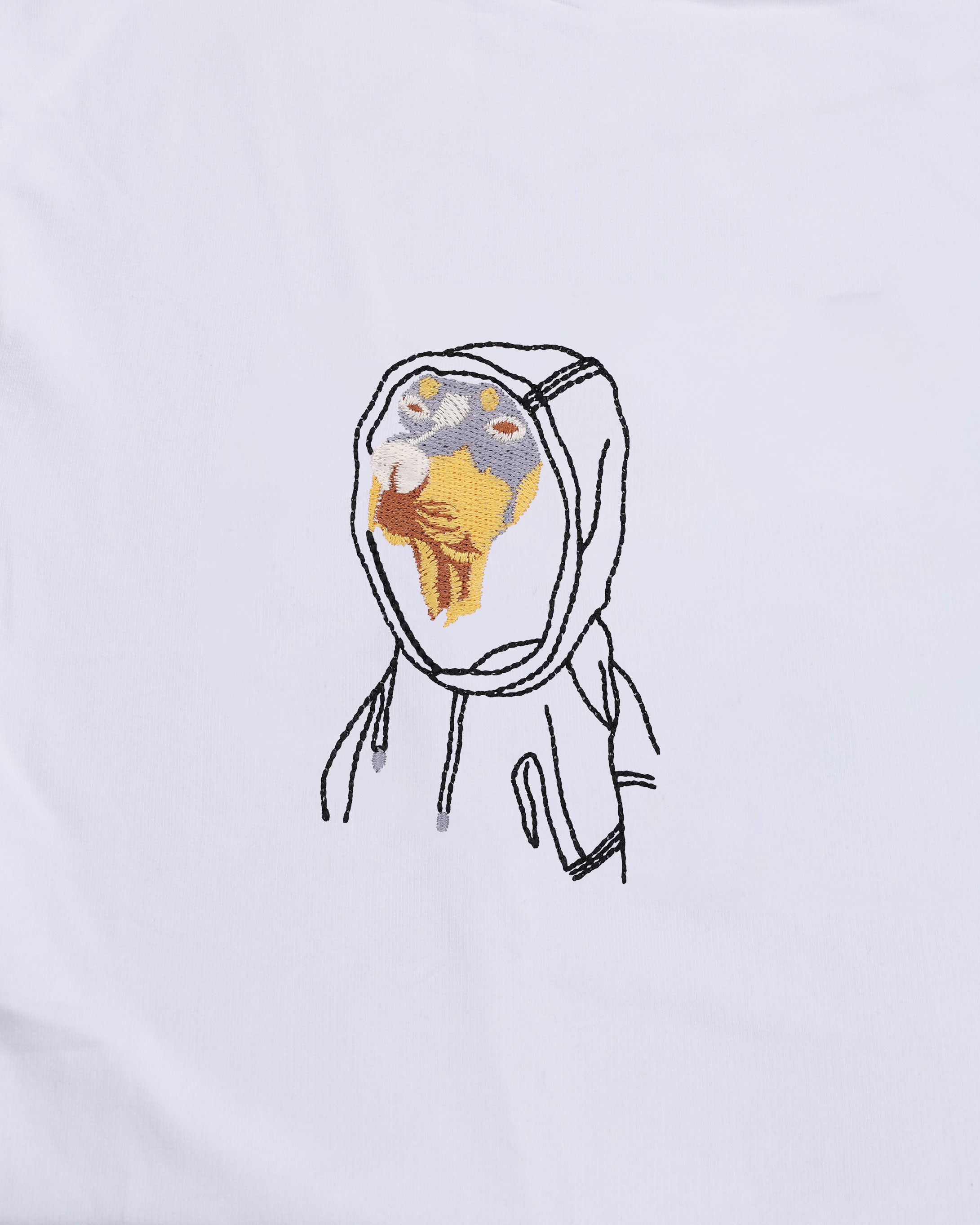 Dobermann Embroidery White Oversized T-Shirt