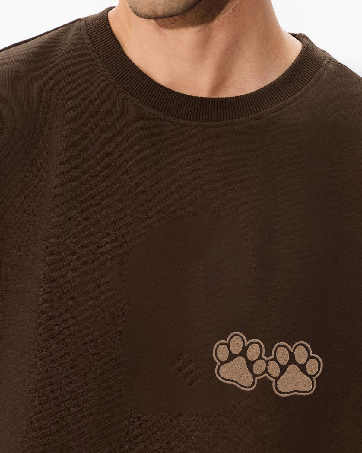 Dog Paw Wildlife Embroidery Oversized T-Shirt