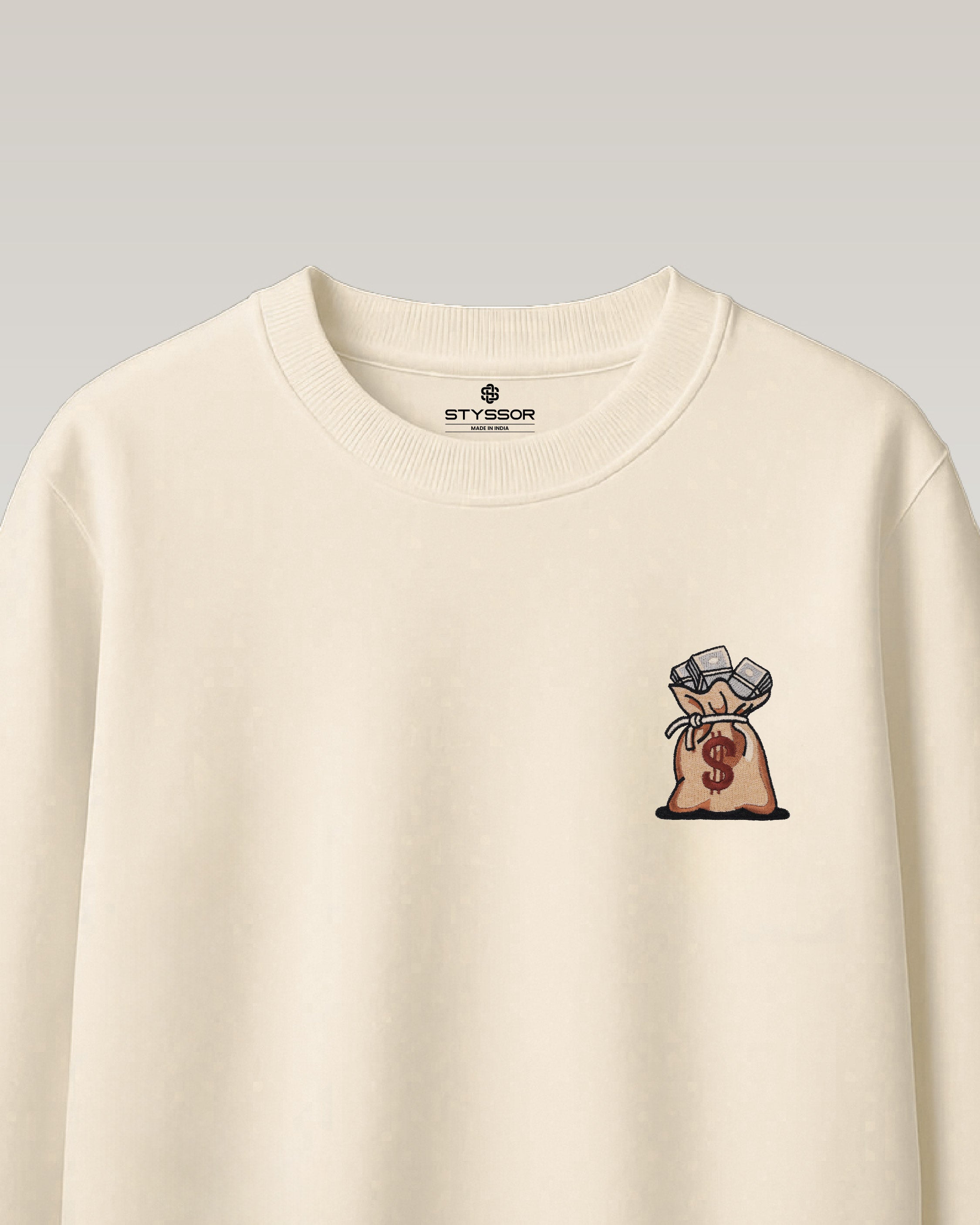 Dollar Bag Embroidery Oversized Off-white T-Shirt