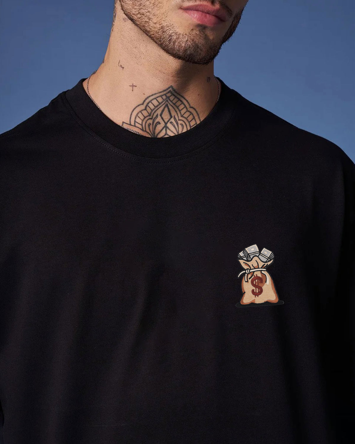 Dollar Bag Embroidery Oversized T-Shirt