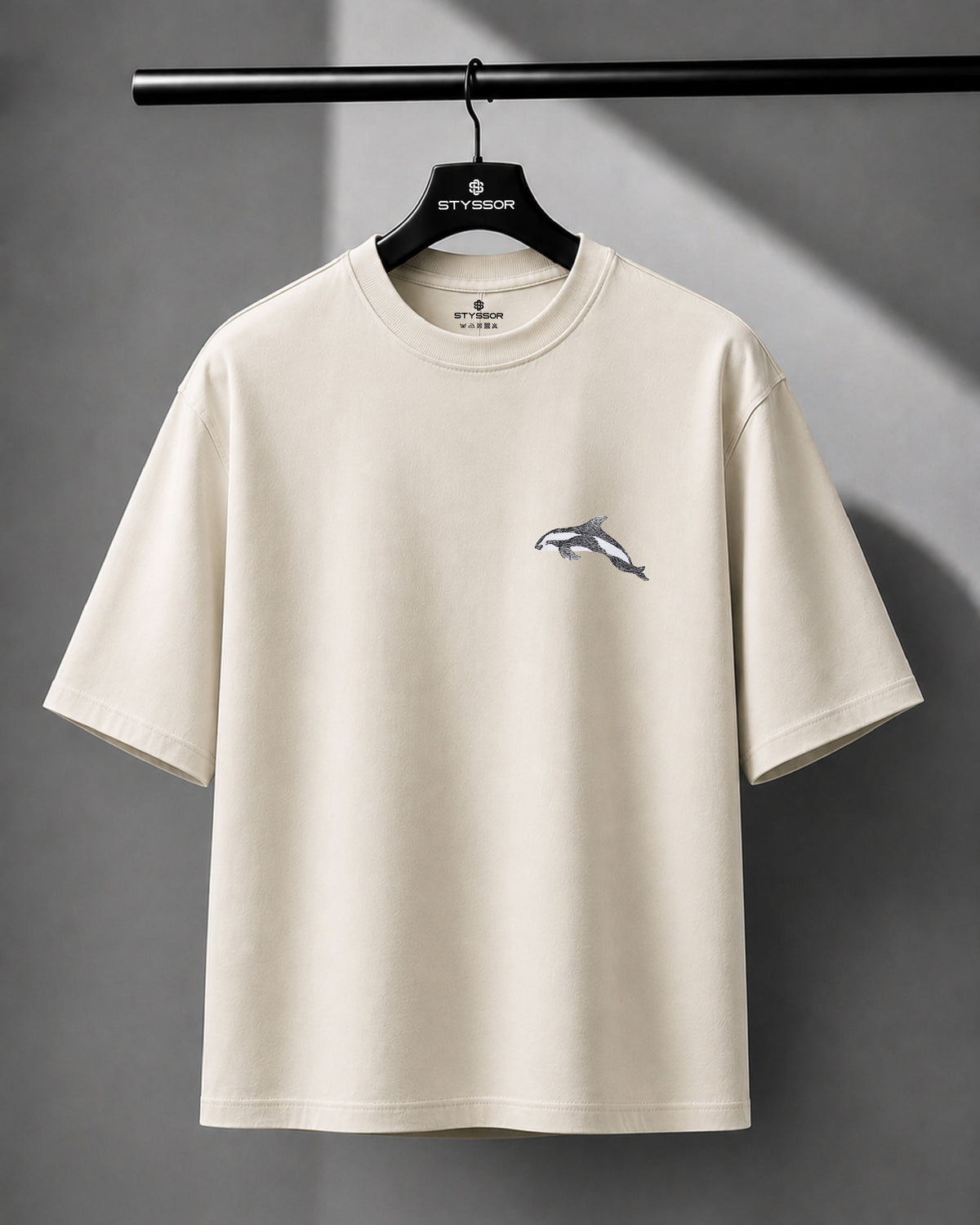 Dolphin Wildlife Embroidery Oversized T-Shirt