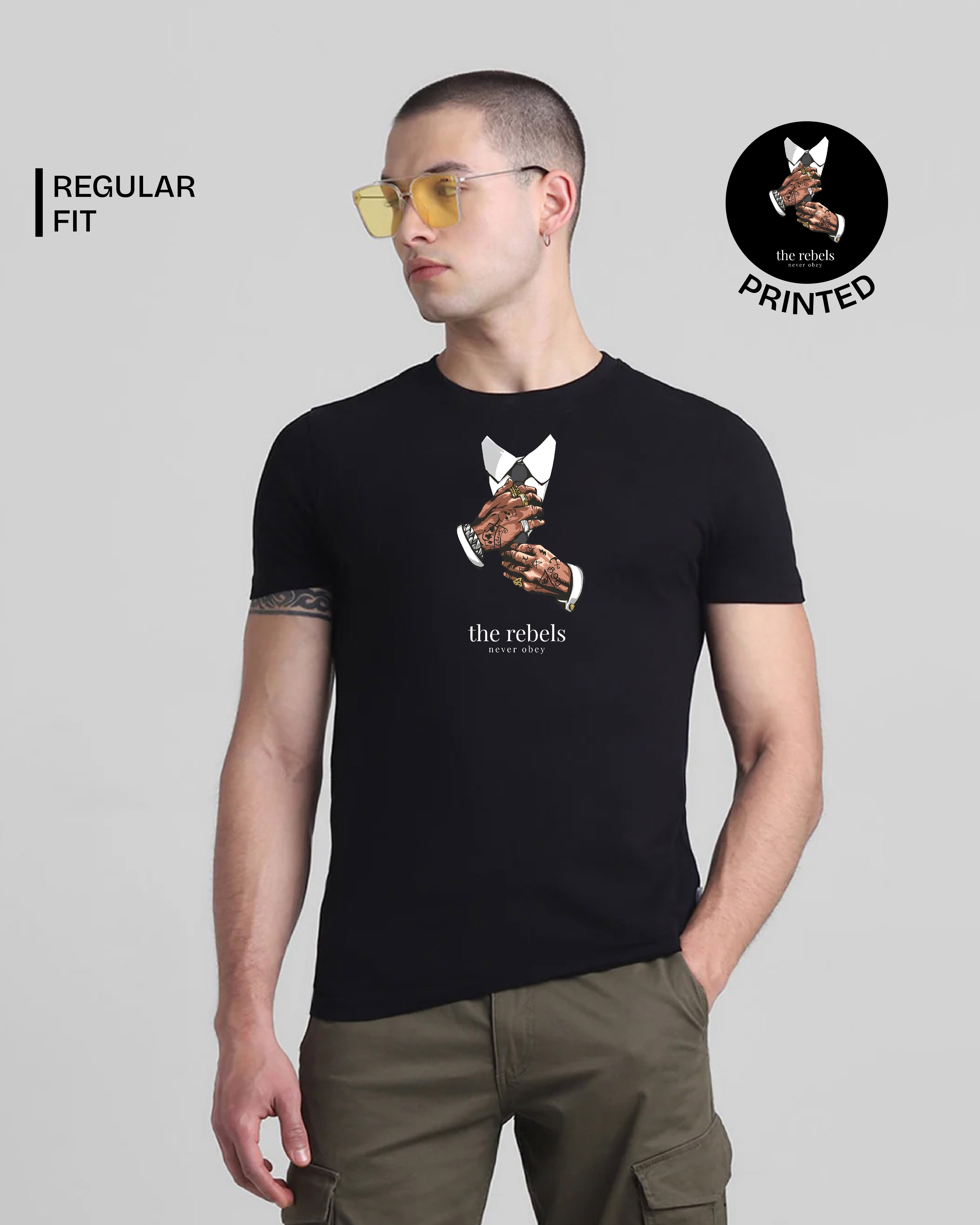 Gangsta Hand Black Printed T-shirt Web