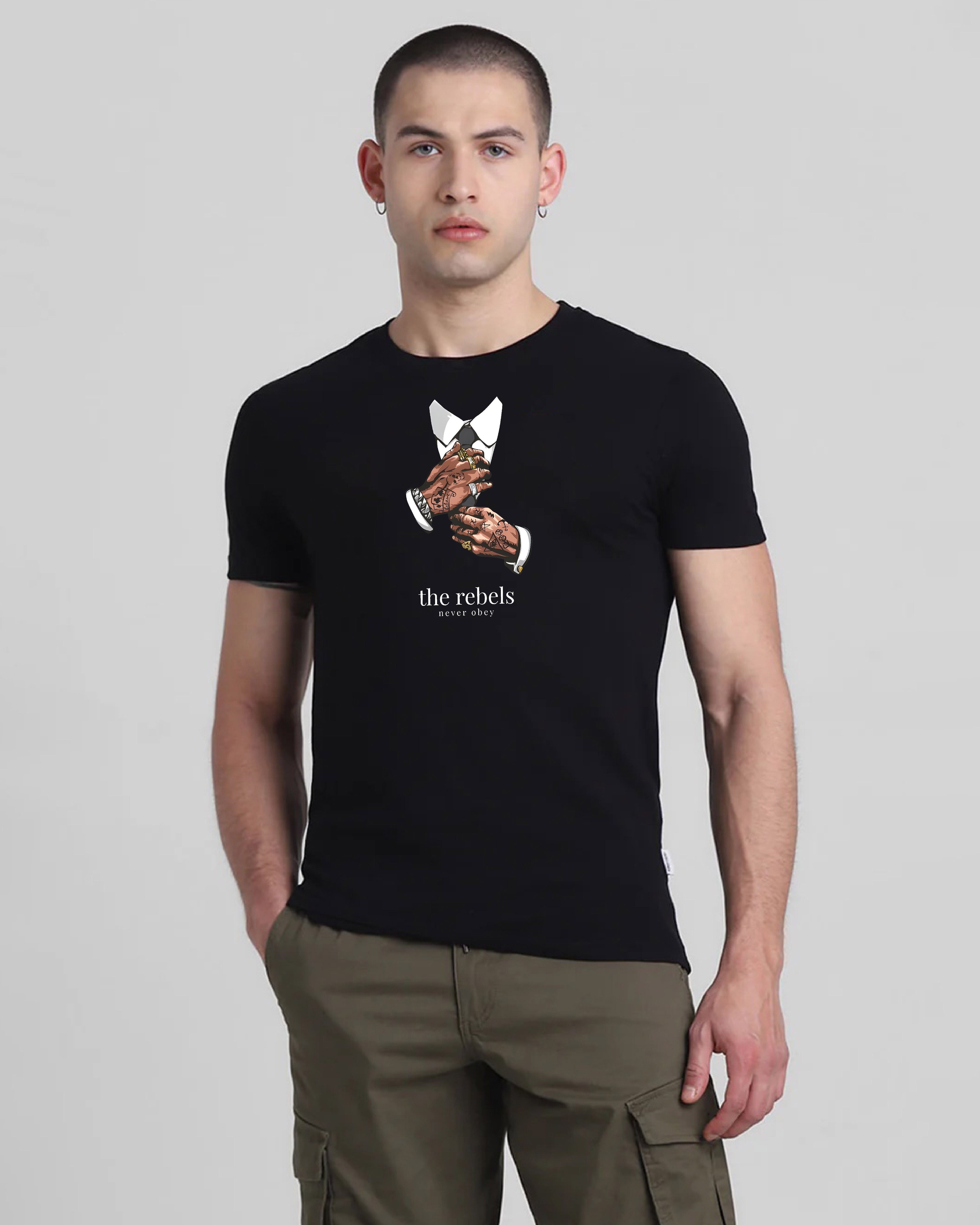 Gangsta Hand Black Printed T-shirt