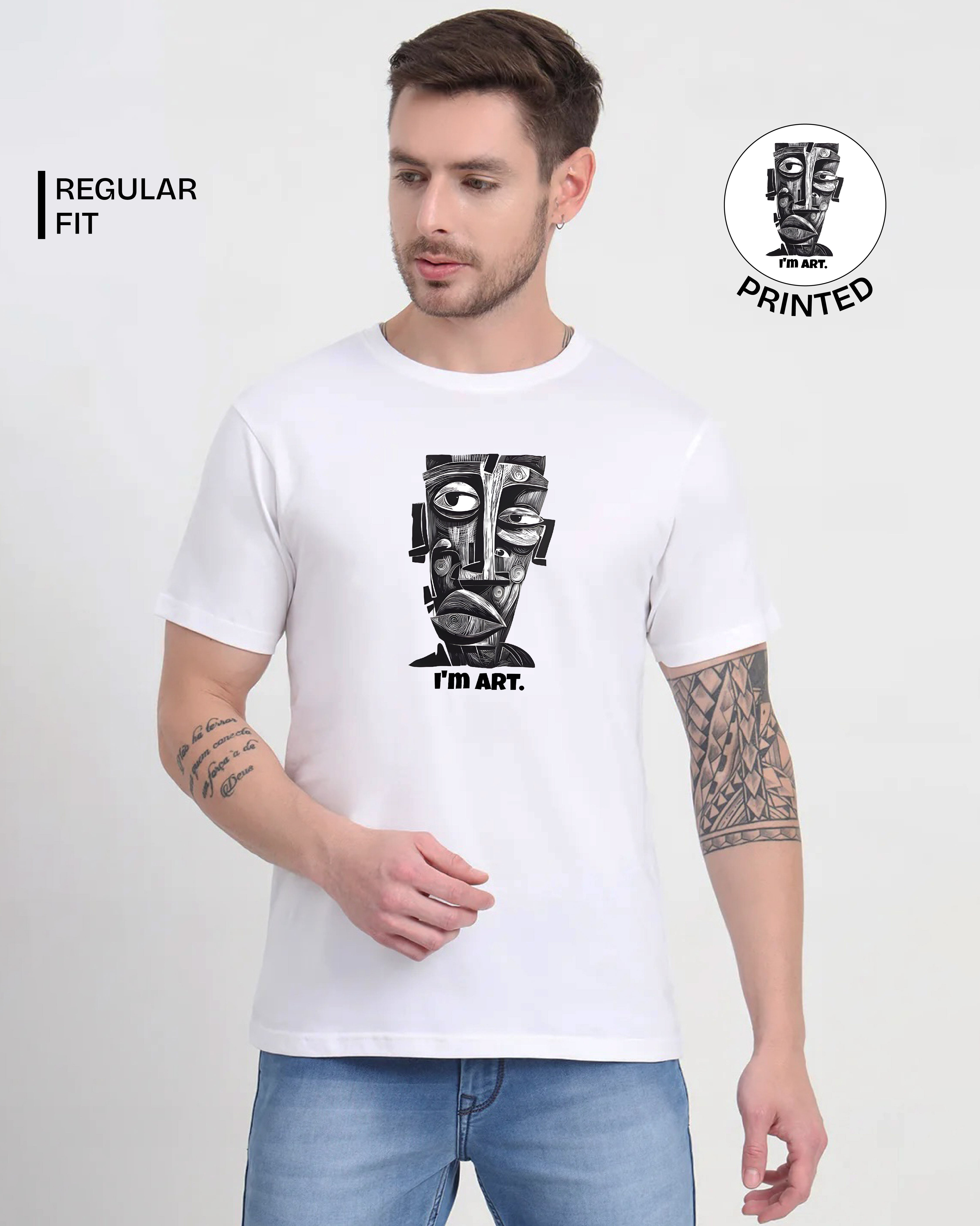 I m Art White Printed T-shirt Wev