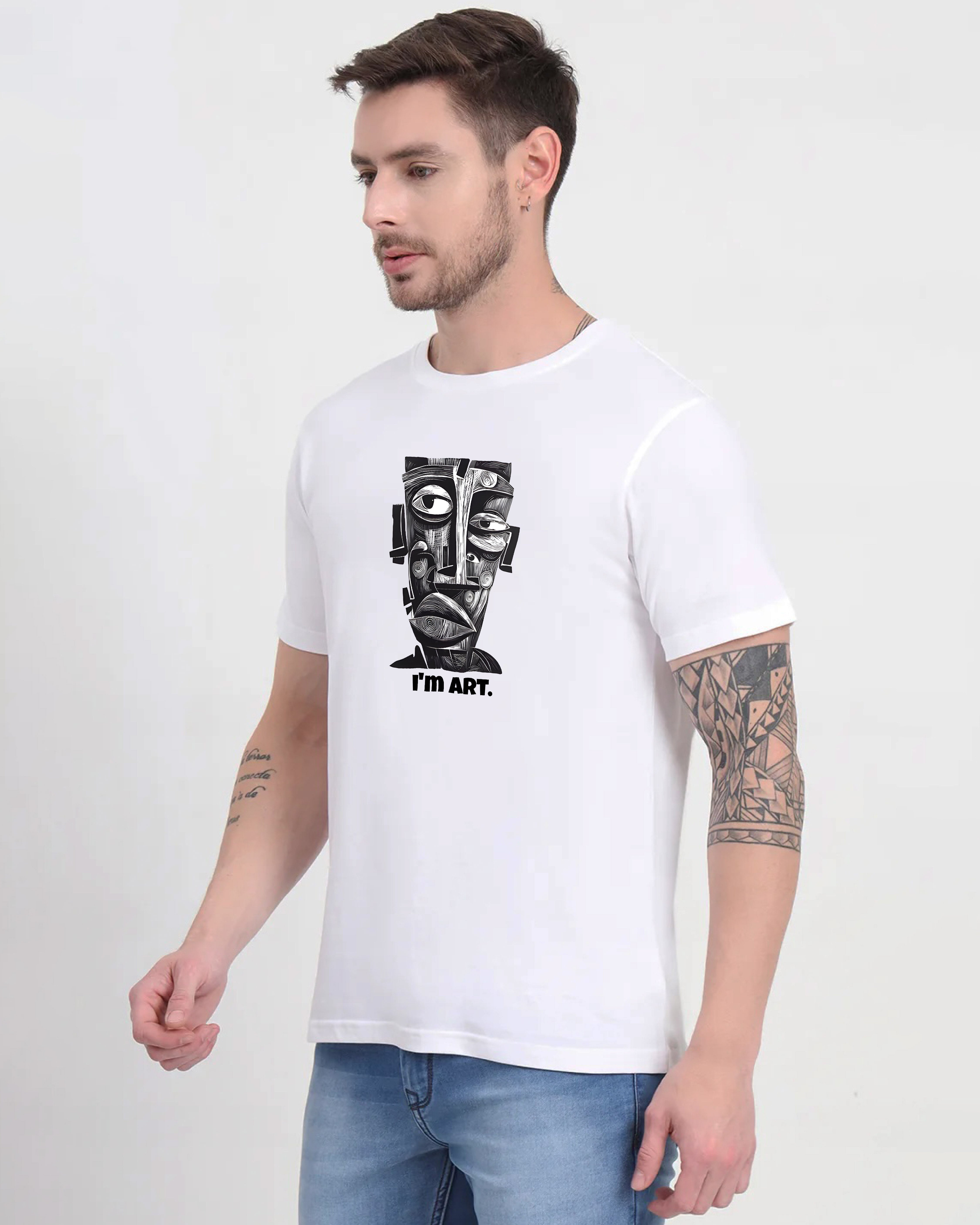 I m Art White Printed T-shirt