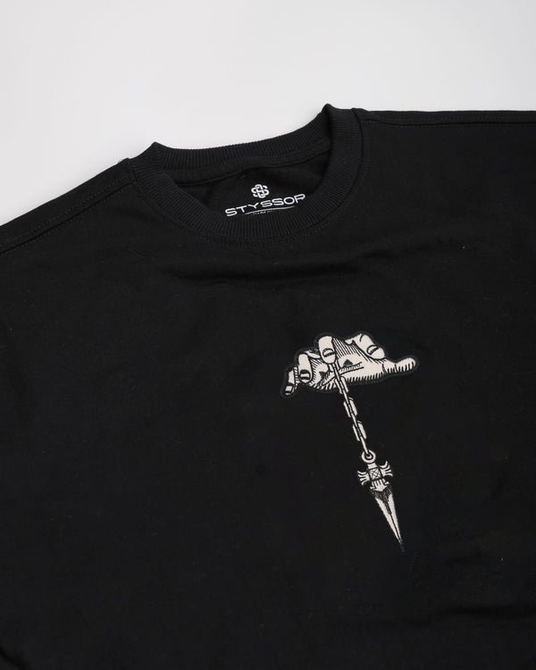 Judgment Chain Embroidery Black Oversized T-Shirt