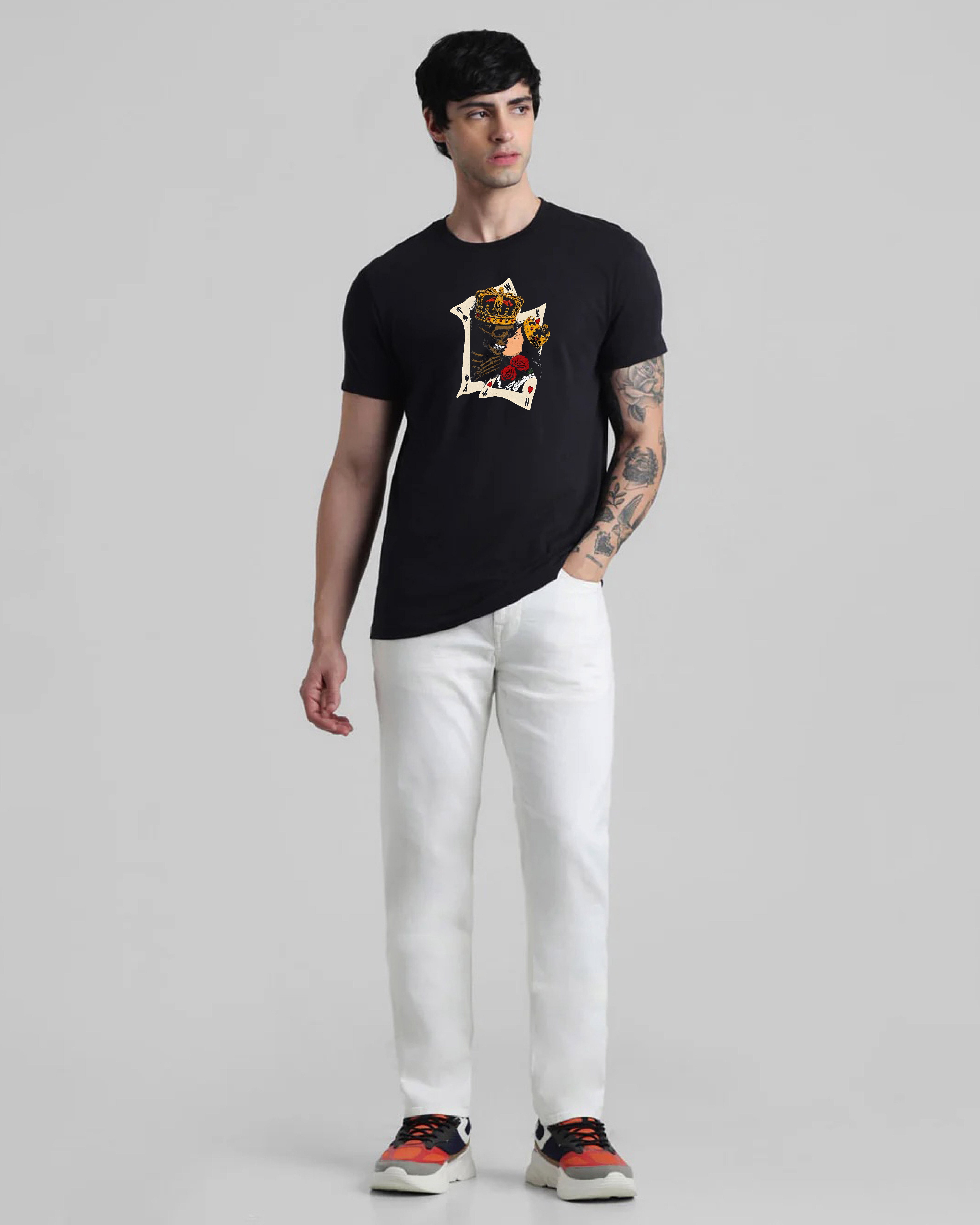 King Of Hearts Black Printed T-shirt Order Now