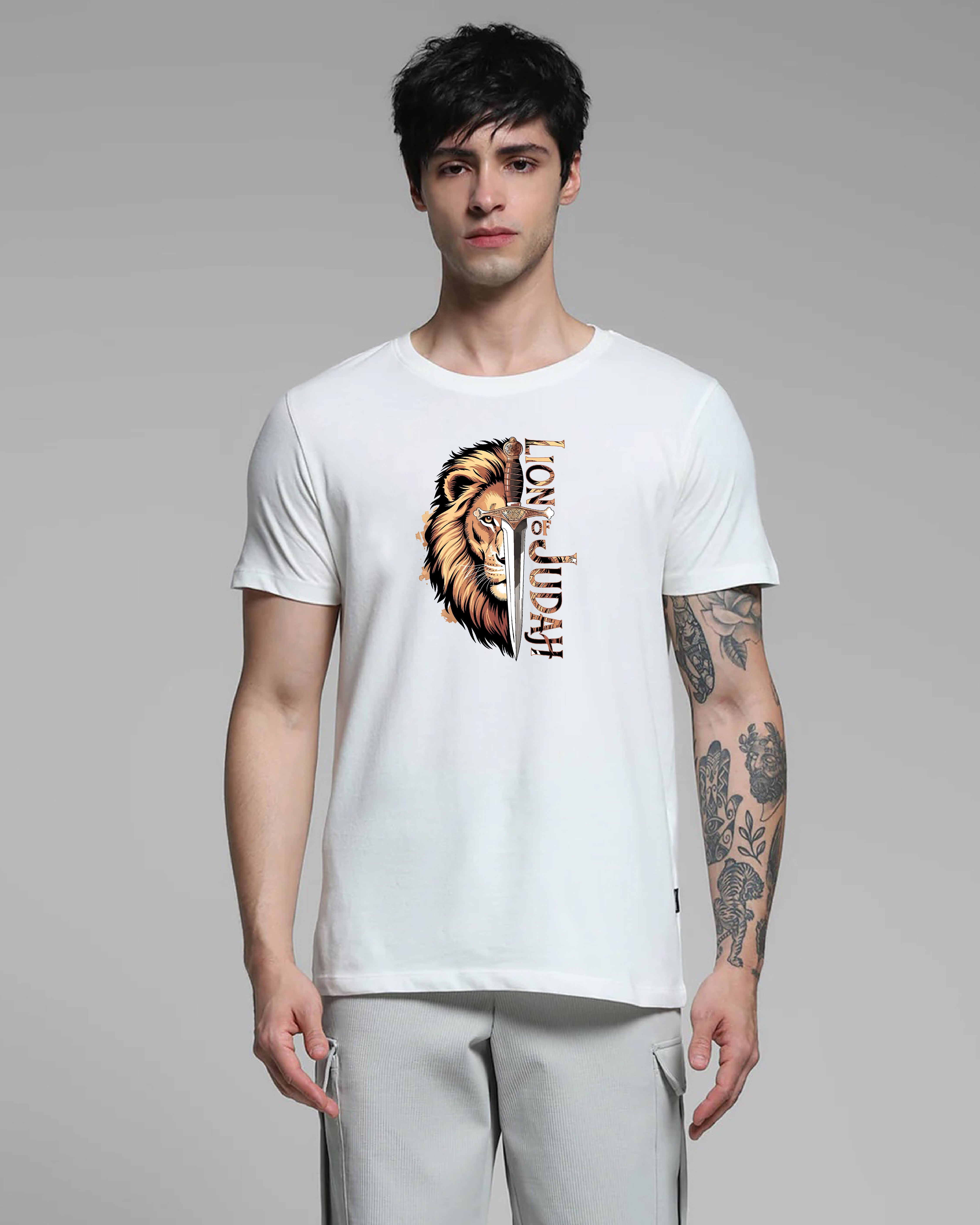 Shop Lion of Judah White Printed T-shirt