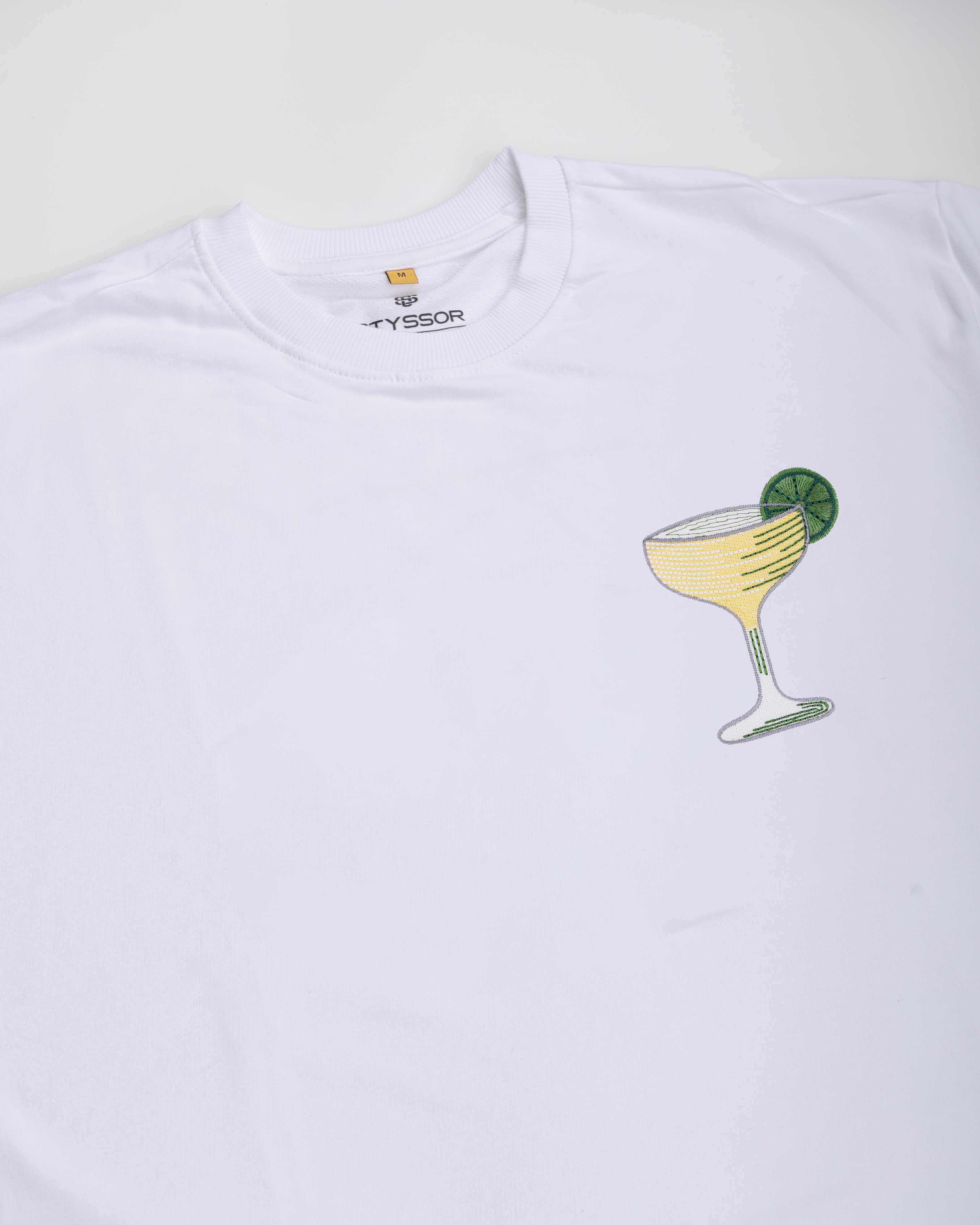 Margarita Embroidery White Oversized T-Shirt
