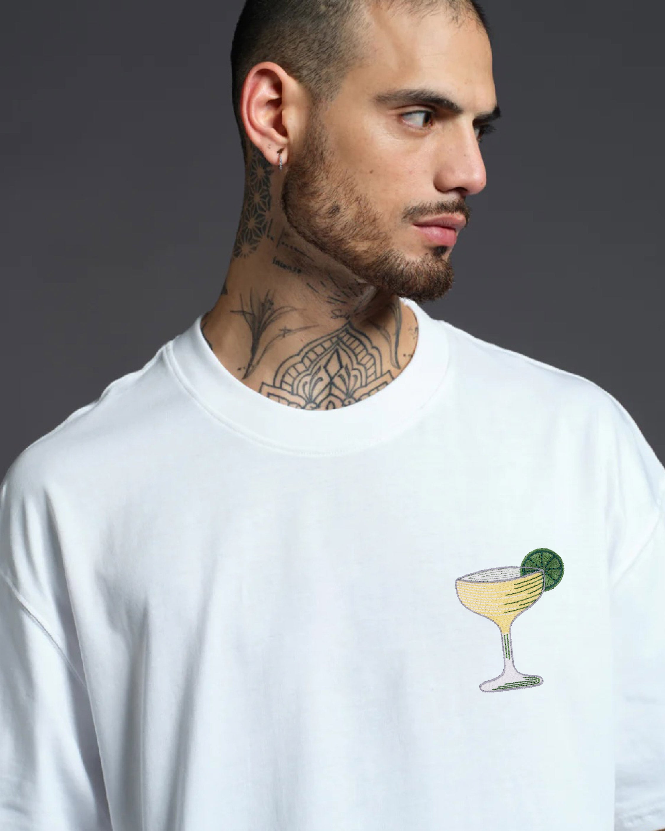 Margarita Embroidery White Oversized T-Shirt1