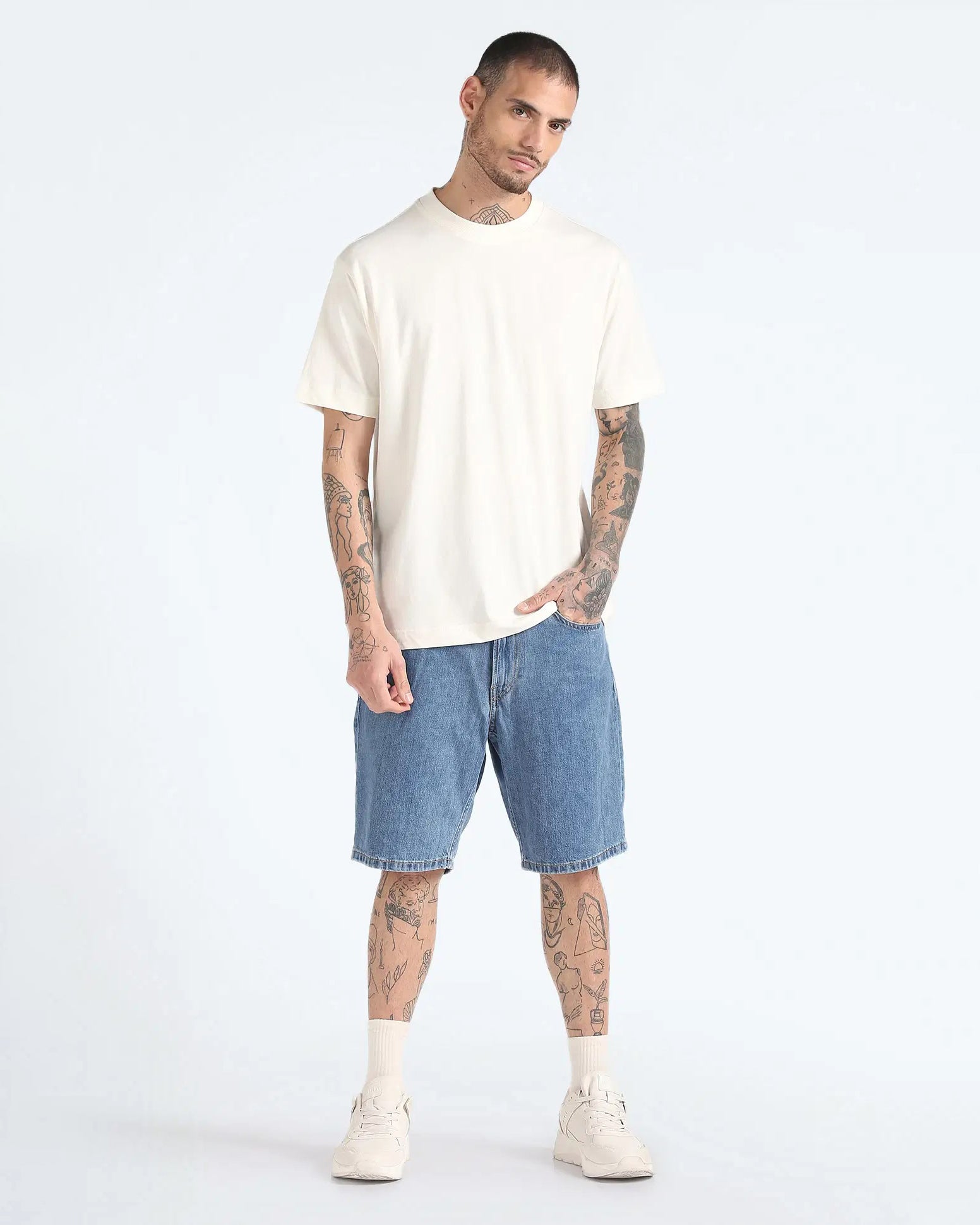 Off White Oversized Round Neck T-shirt