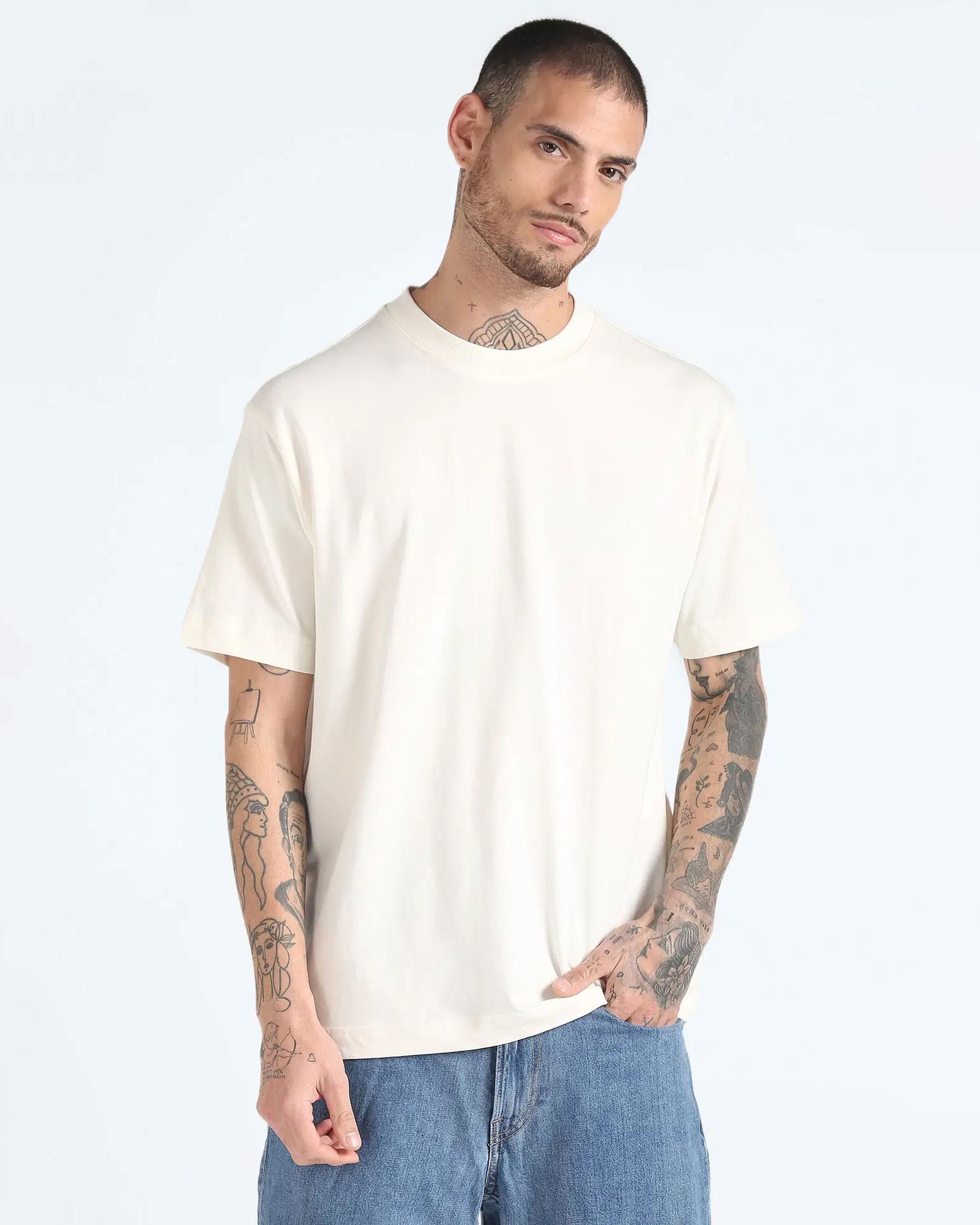 Off White Oversized Round Neck T-shirt
