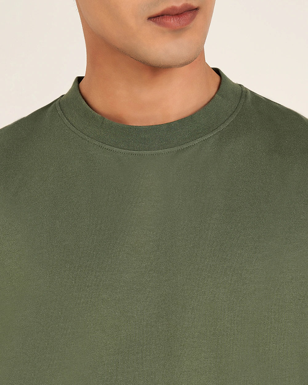 Olive Green Oversized Round Neck T-shirt