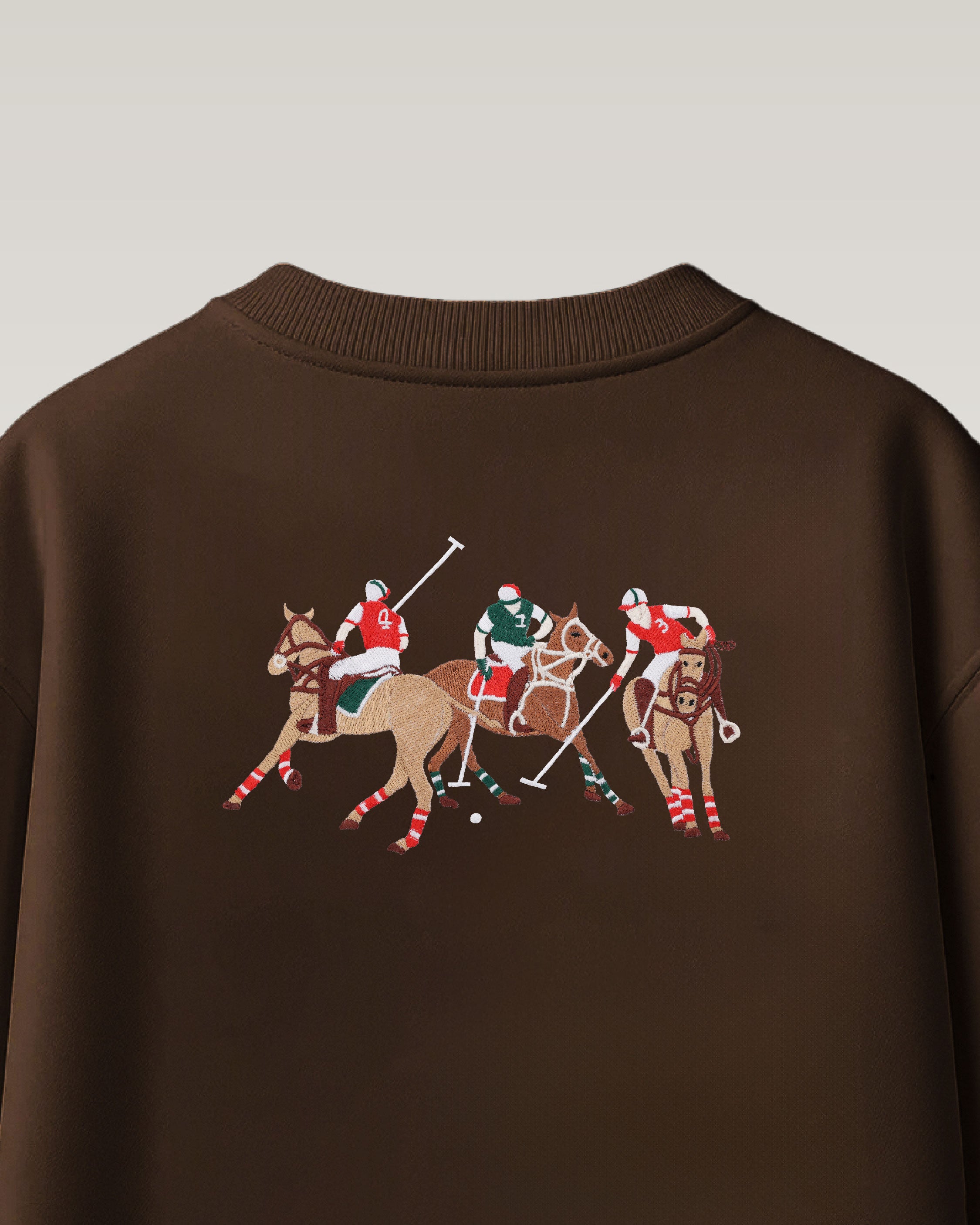 Polo Horse Embroidery Brown Oversized T-Shirt