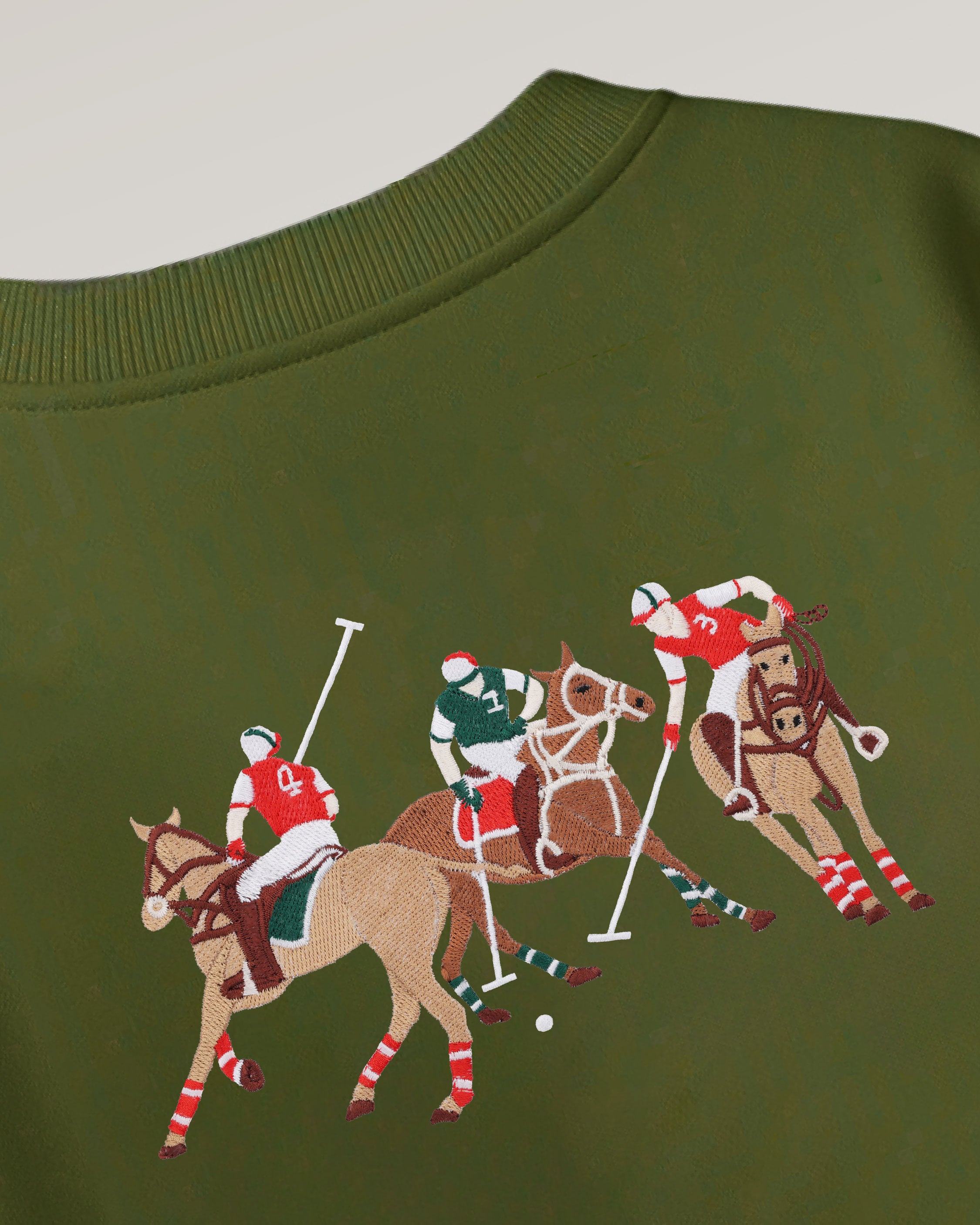 Polo Horse Embroidery Green Oversized T-Shirt