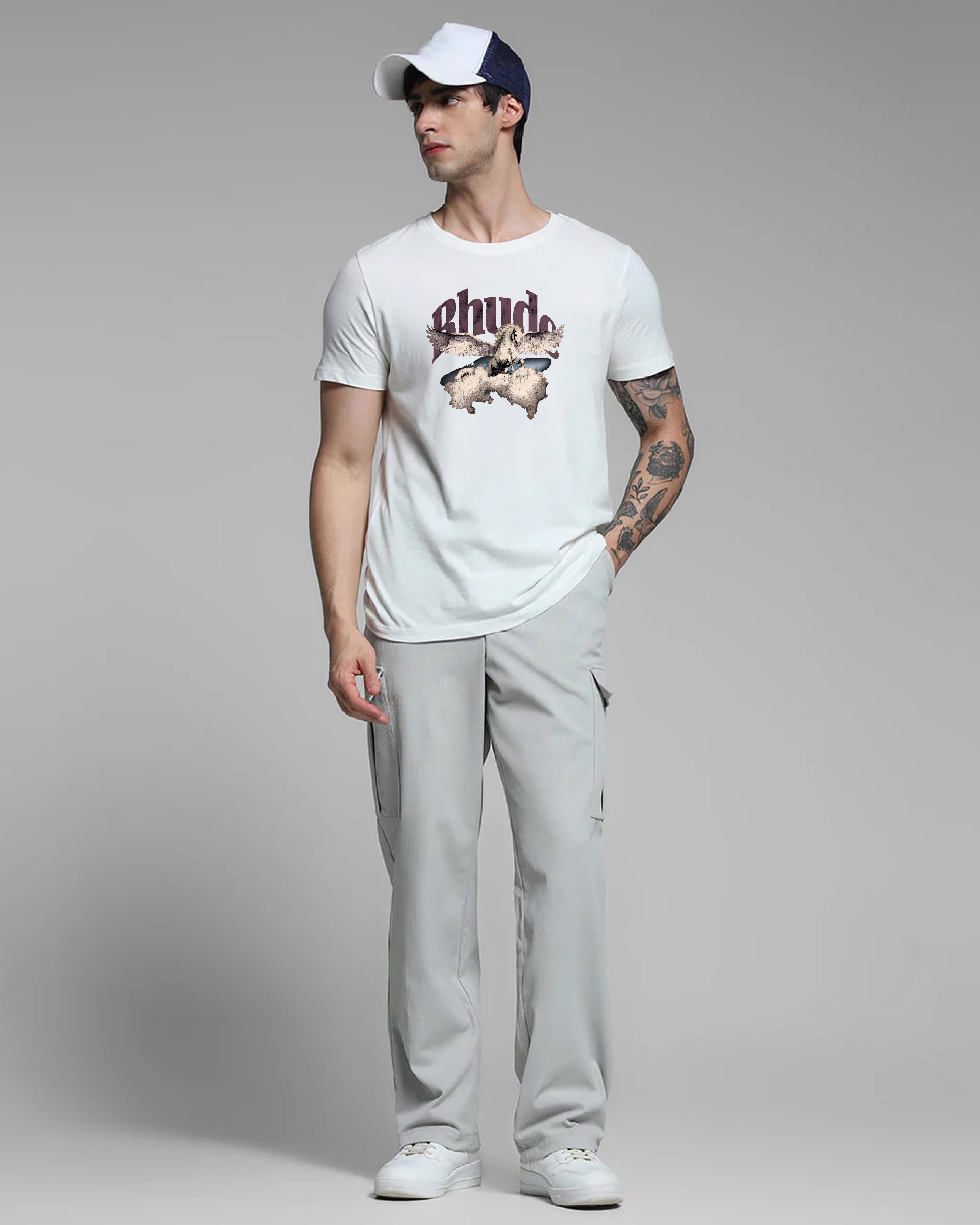 Rhude White Printed T-shirt Order Now
