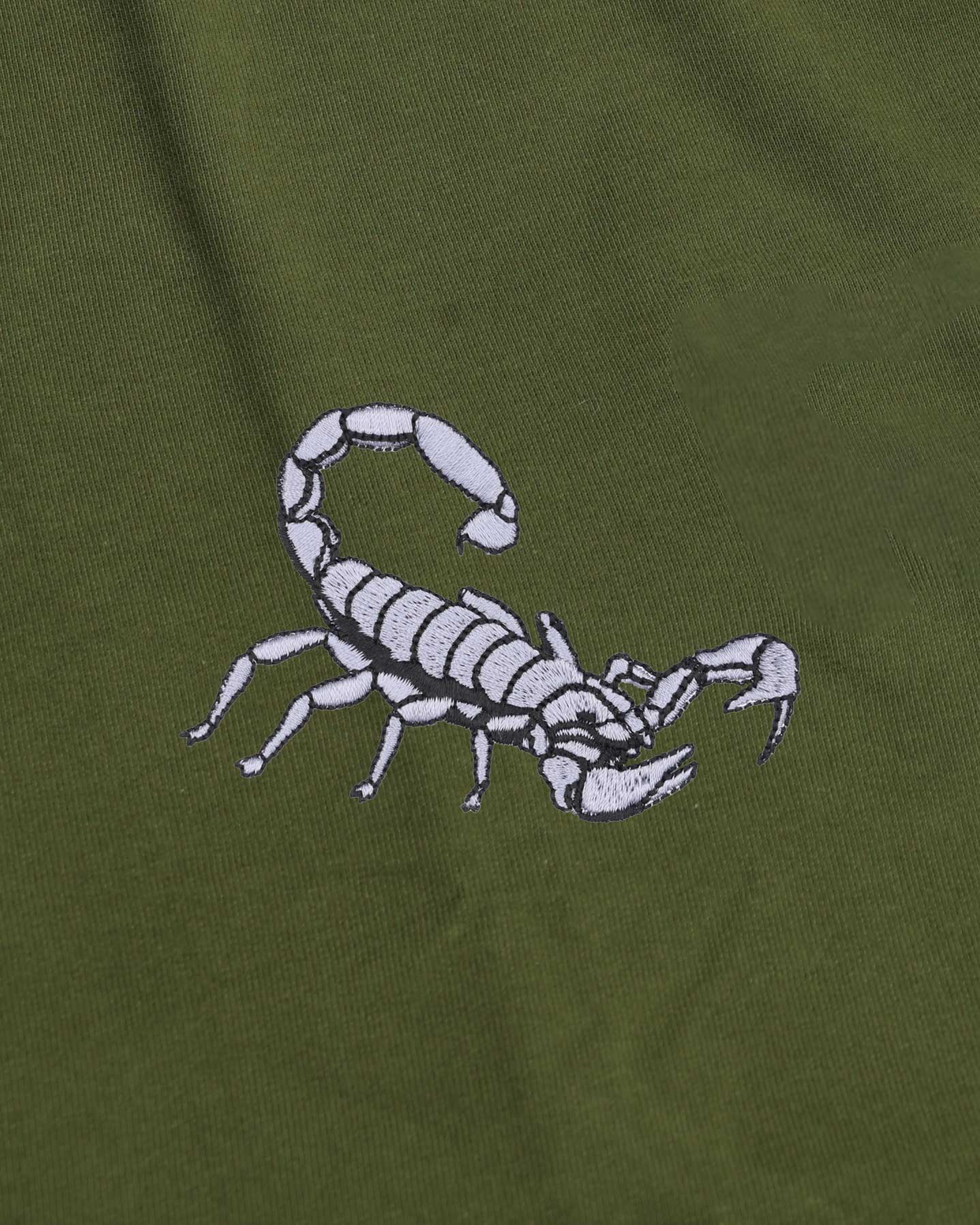 Scorpion Wildlife Embroidery Oversized Green T-Shirt