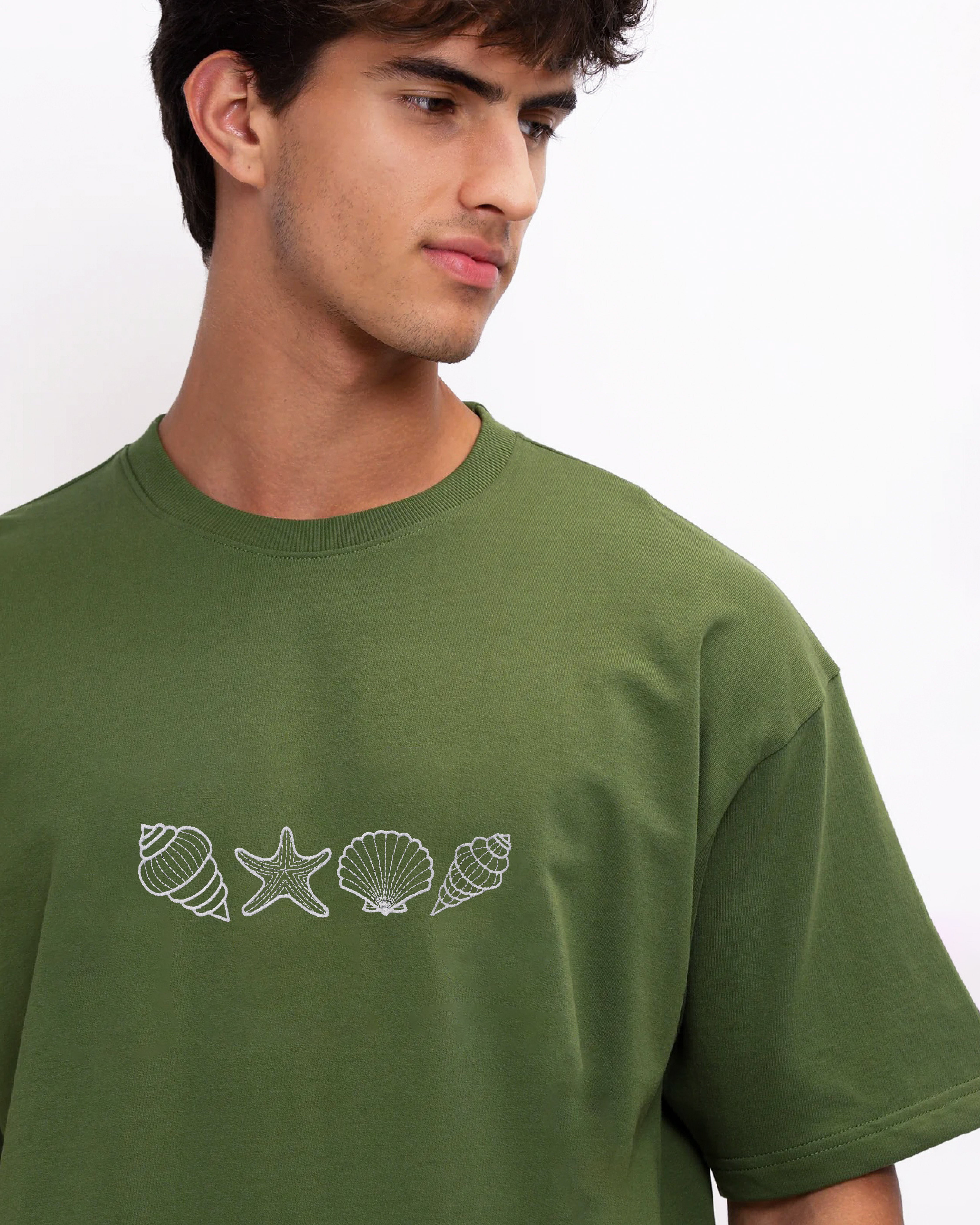 Seashell Embroidery Oversized T-Shirt