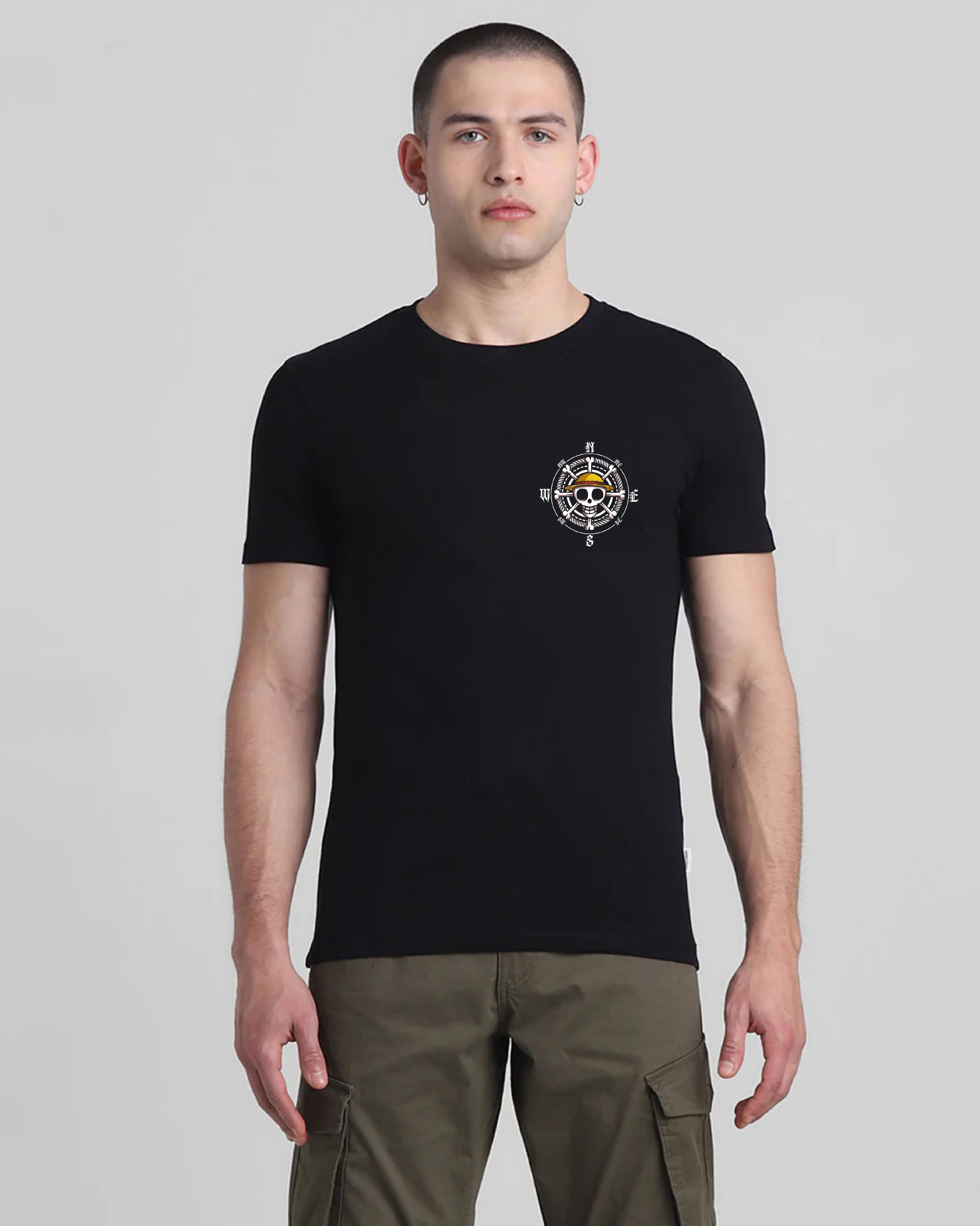 Buy Straw Hat Pirates Black Printed T-shirt