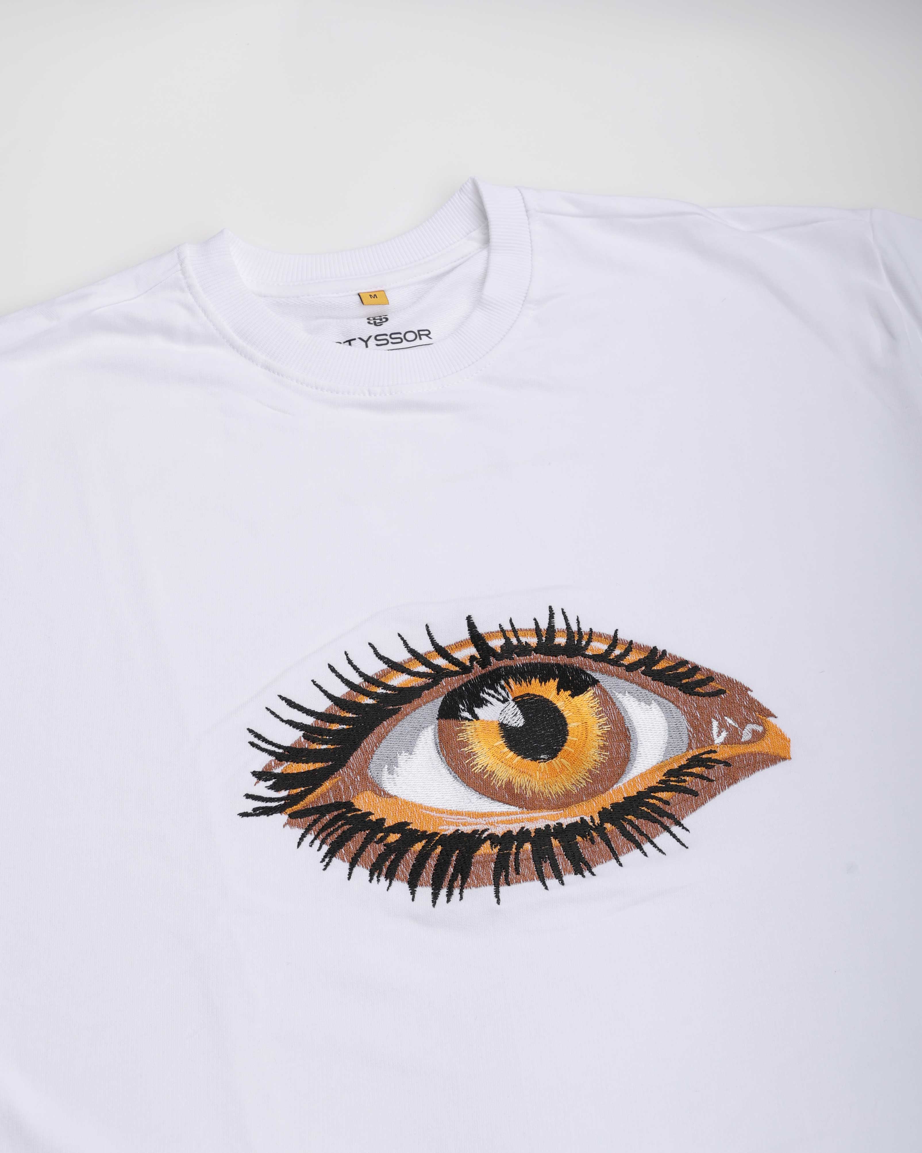 Third Eye Embroidery White Oversized T-Shirt