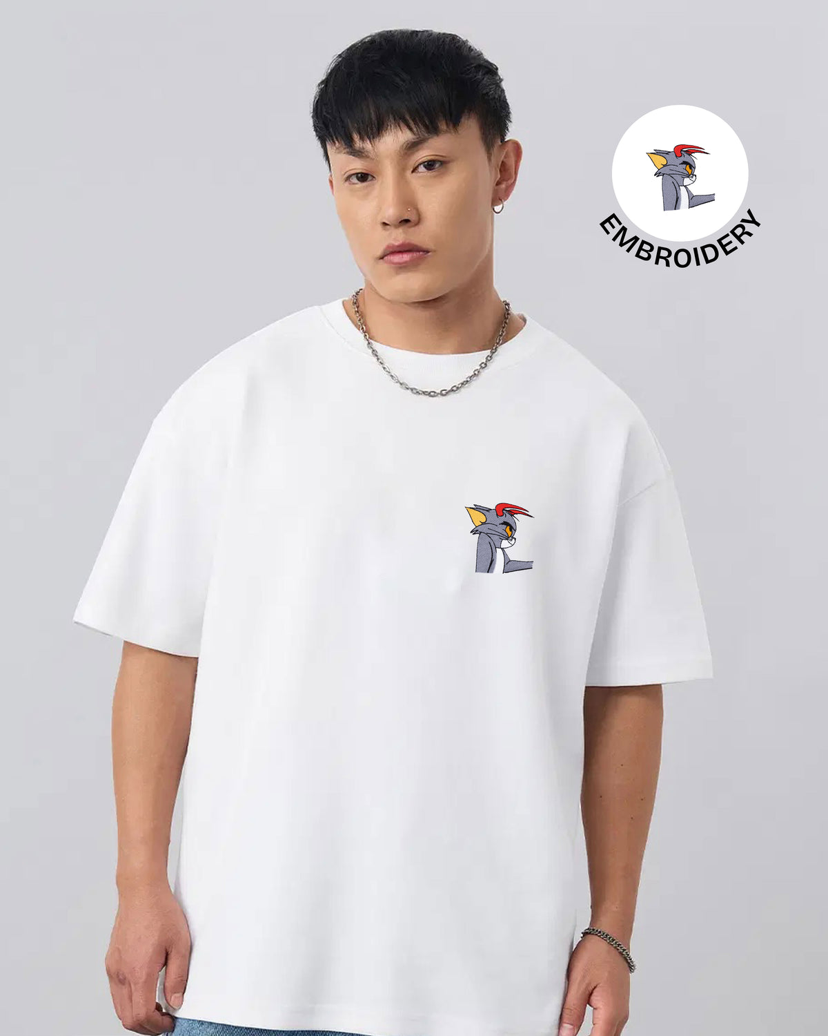 Tom Embroidery Anime Oversized T-Shirt