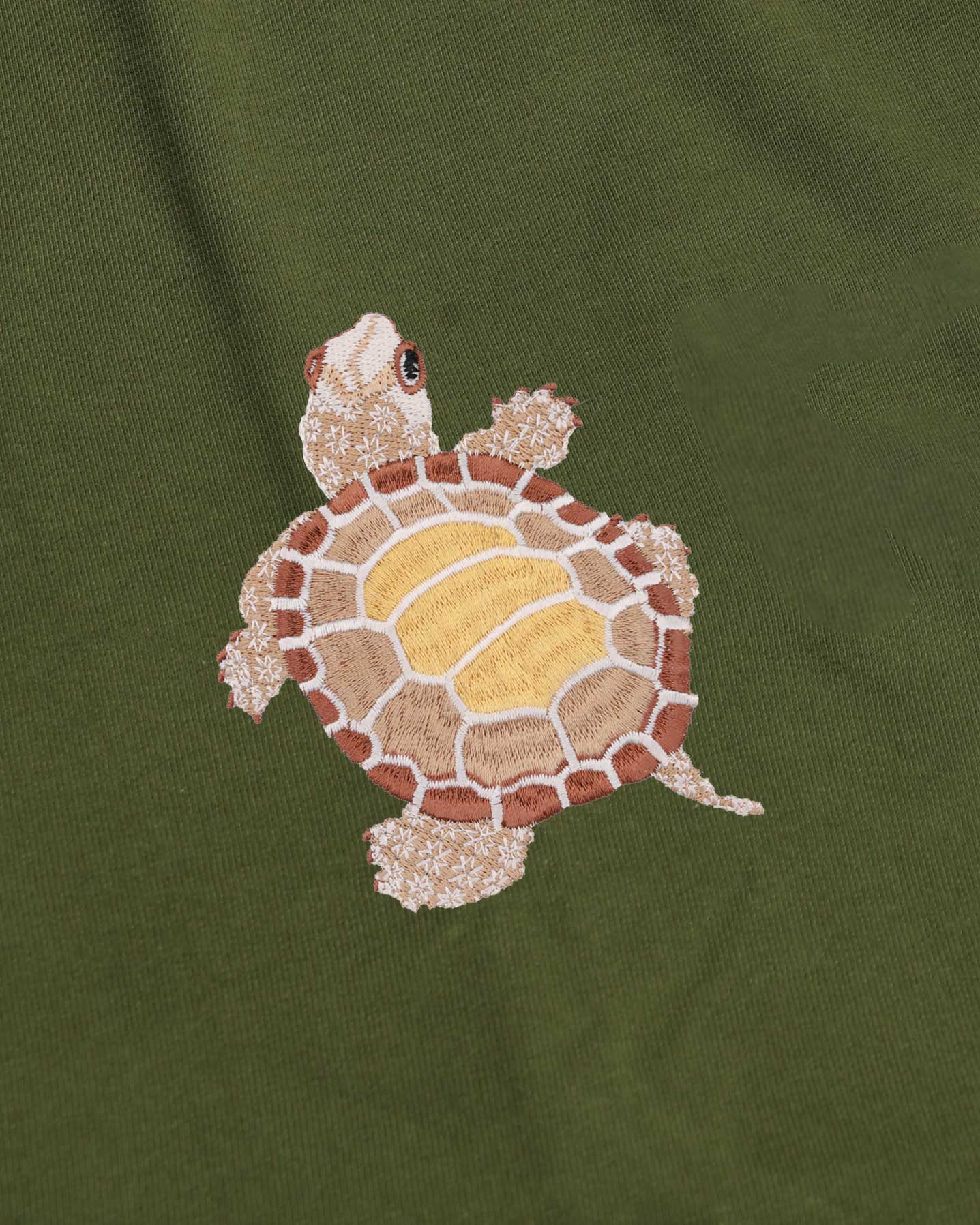 Turtle Wildlife Embroidery Oversized Green T-Shirt