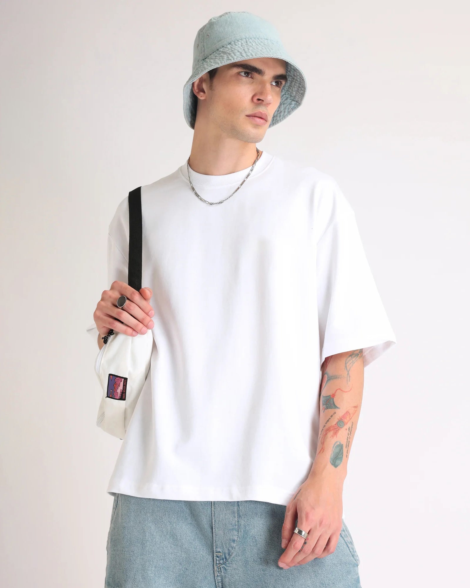 White Oversized Round Neck T-shirt