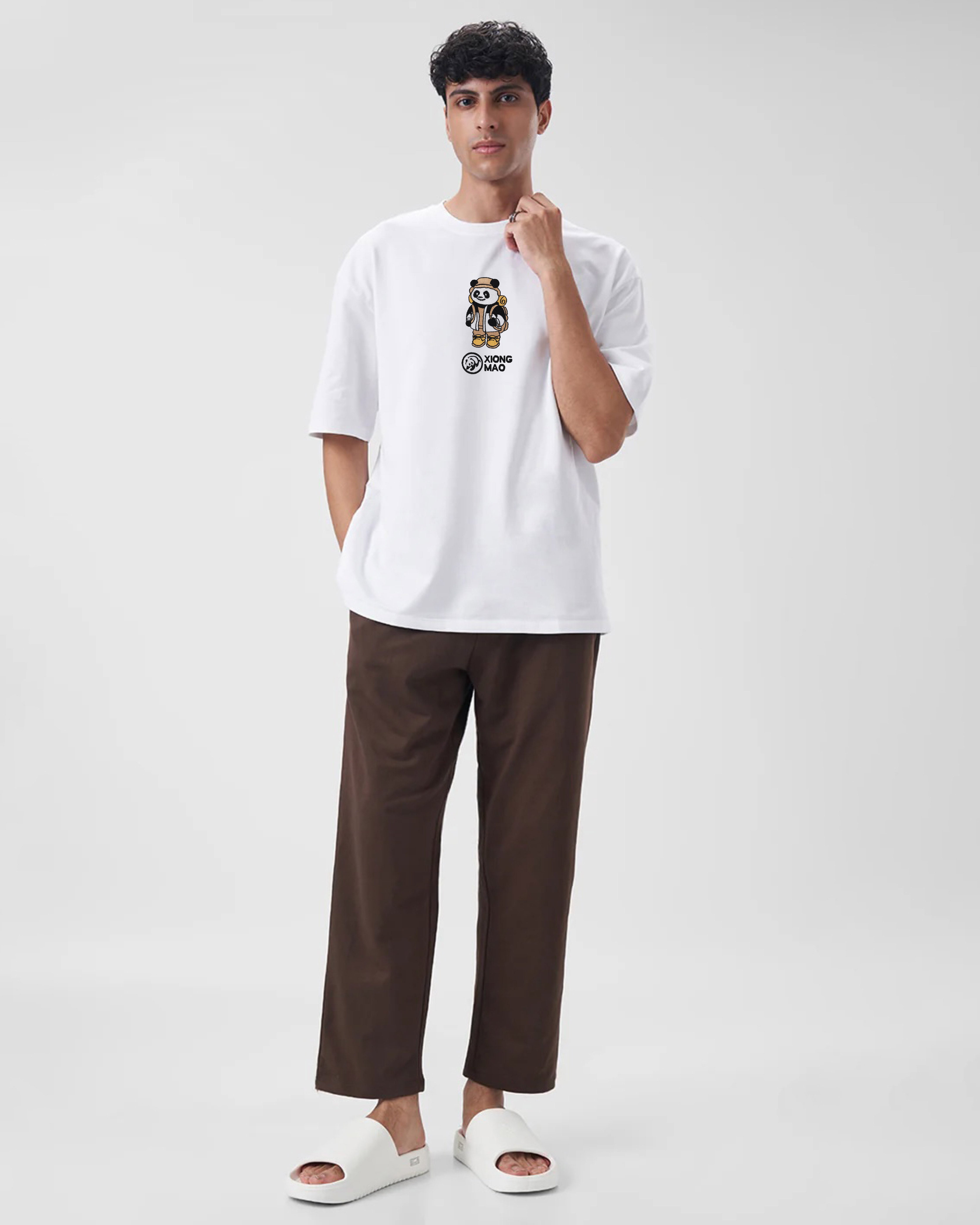 Xiong Mao Embroidery White Oversized T-Shirt Order Now!