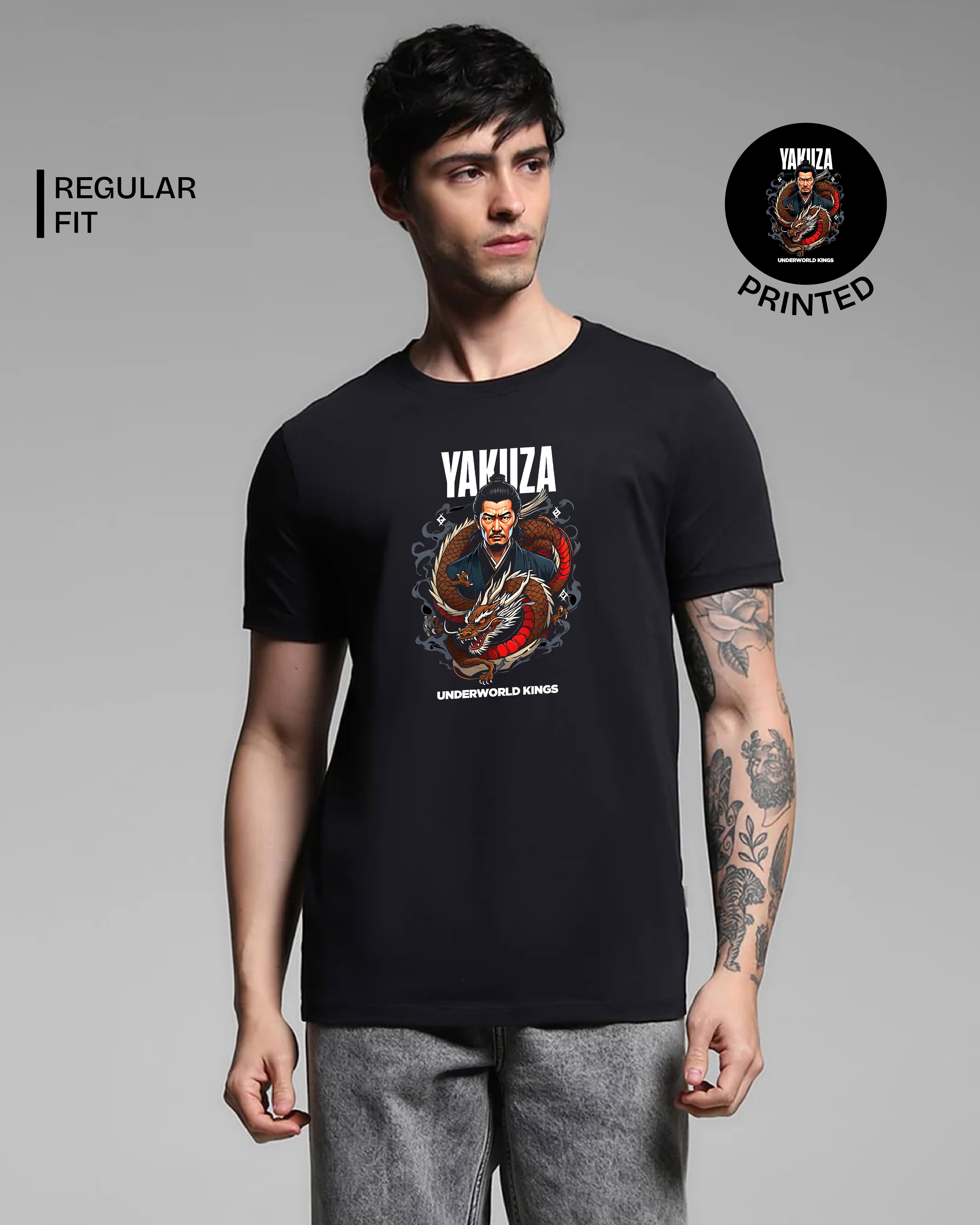 Yakuza Underworld King Black Printed T-shirt web