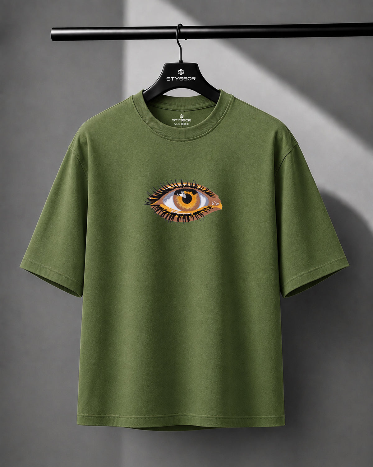 Third Eye Embroidery Green Oversized T-Shirt