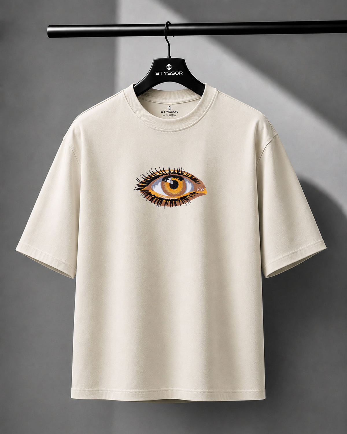 Third Eye Embroidery Off White Oversized T-Shirt