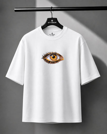 Third Eye Embroidery White Oversized T-Shirt