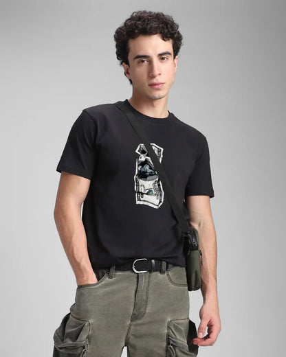 100 Dollar Bill Black Printed T-shirt 1