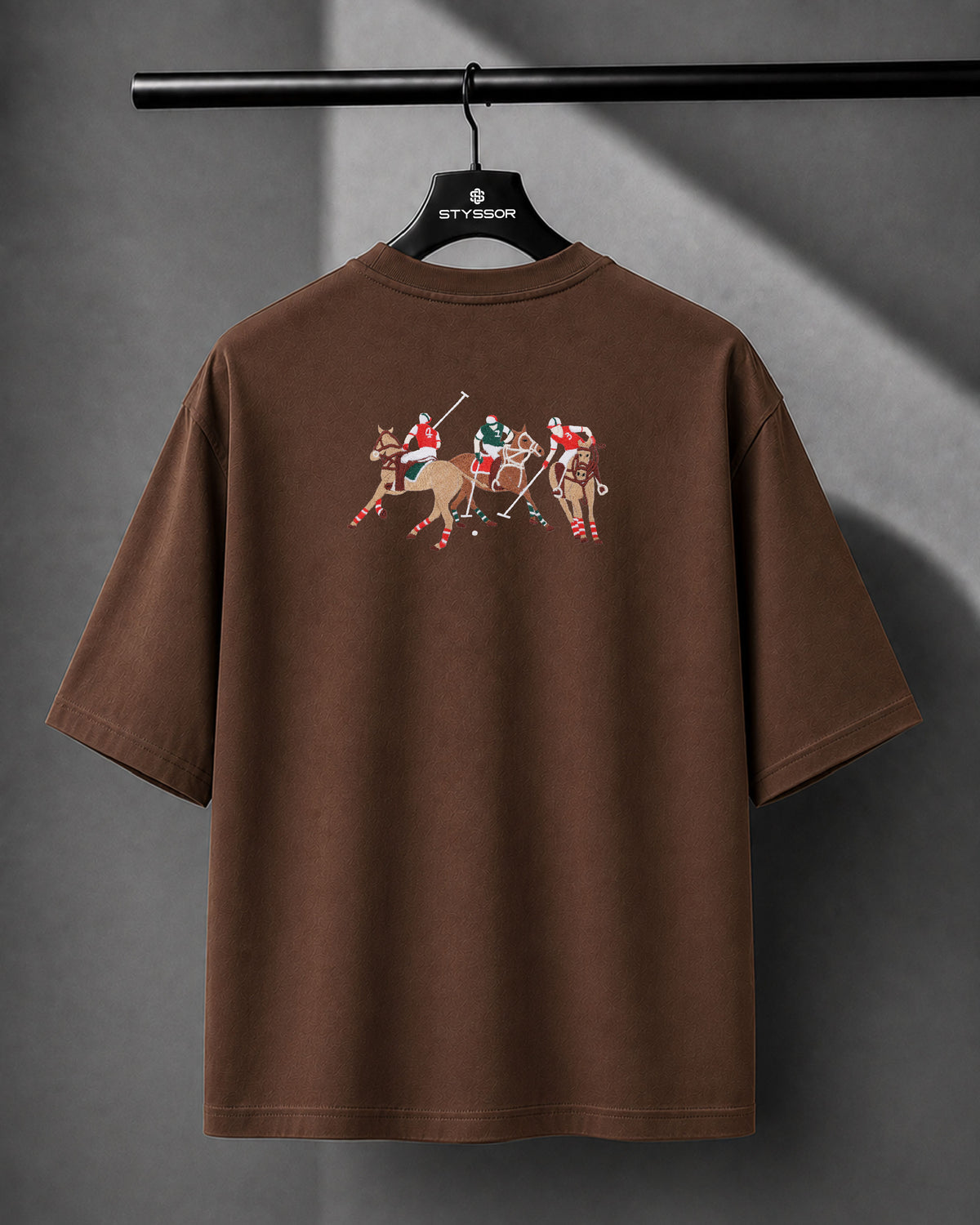 Polo Horse Embroidery Brown Oversized T-Shirt