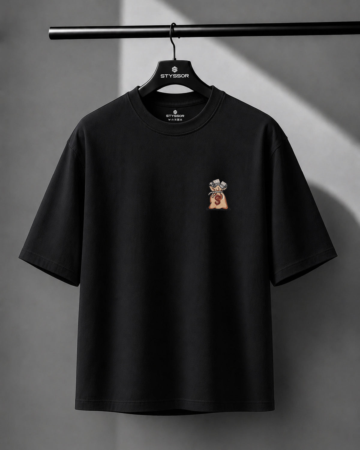 Dollar Bag Embroidery Oversized T-Shirt