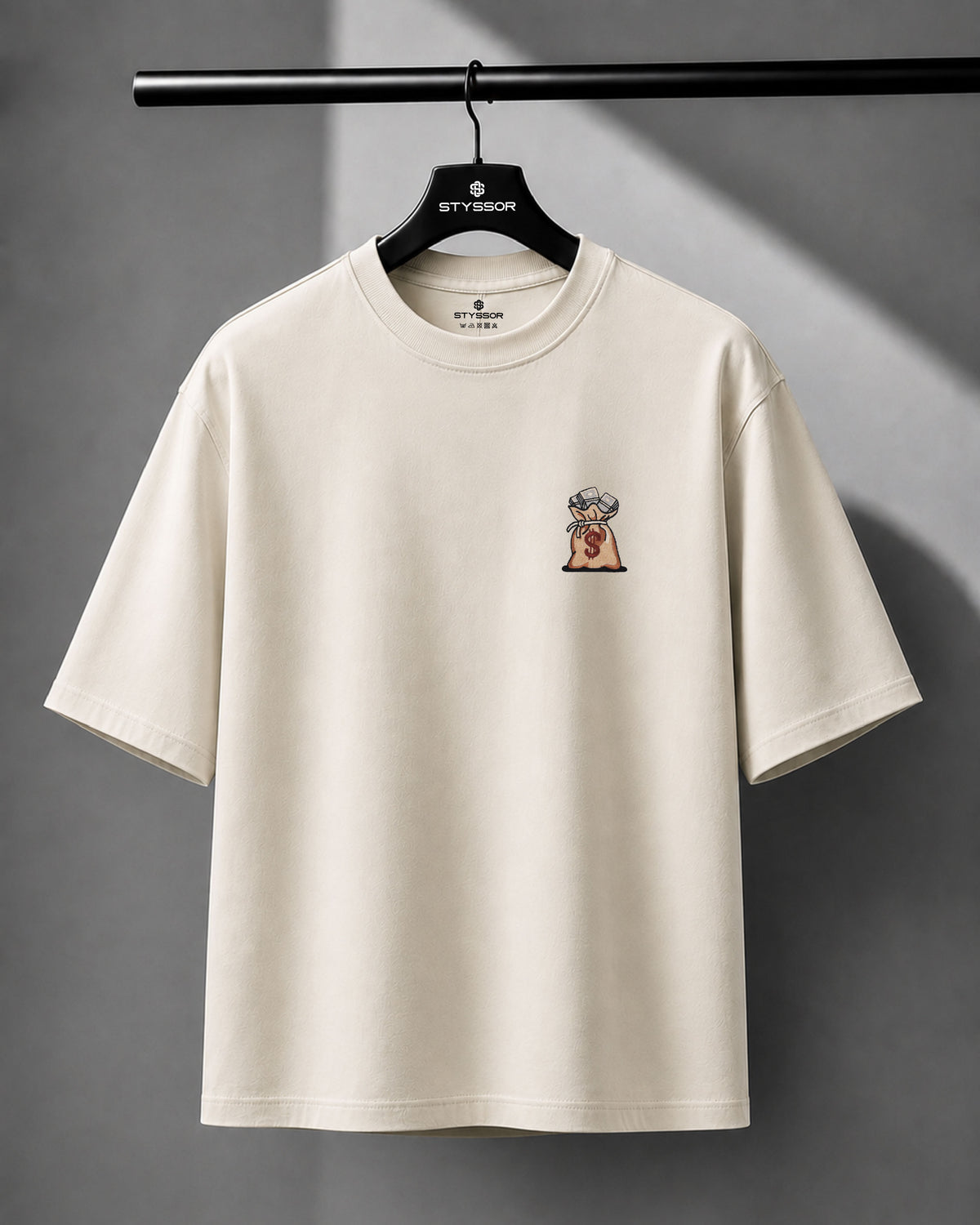 Dollar Bag Embroidery Oversized T-Shirt